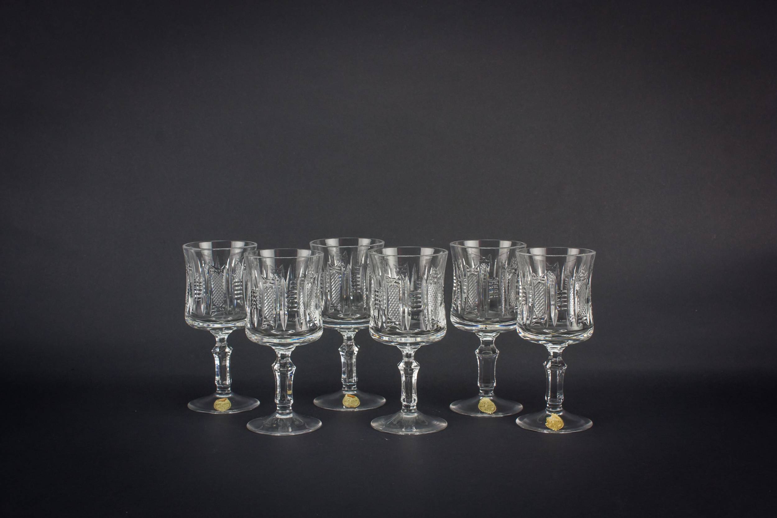 Retro Crystal Sherry — 6 stem port glasses 1