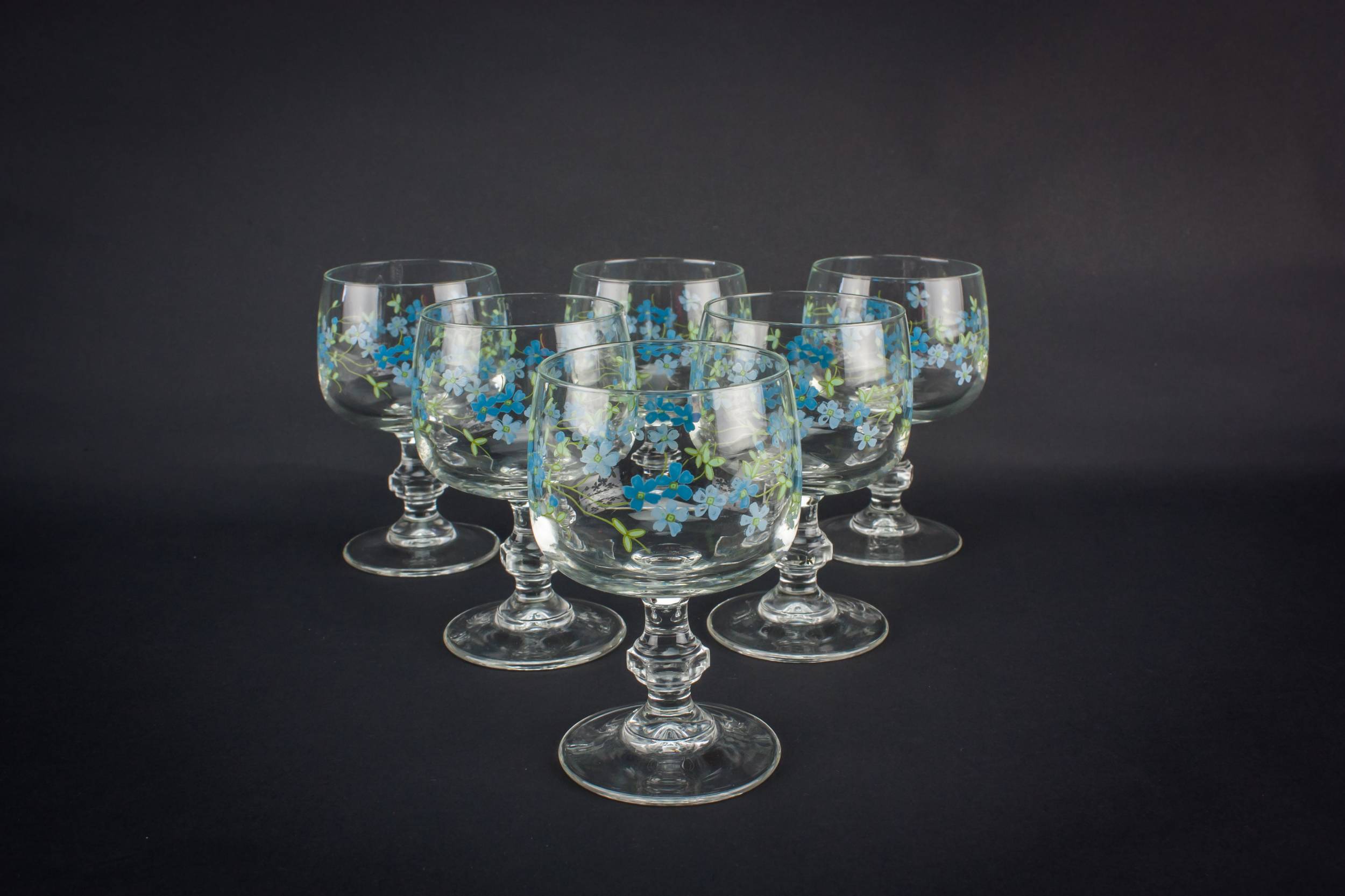 Mid-Century Modern Blown — 5 small wine glasses