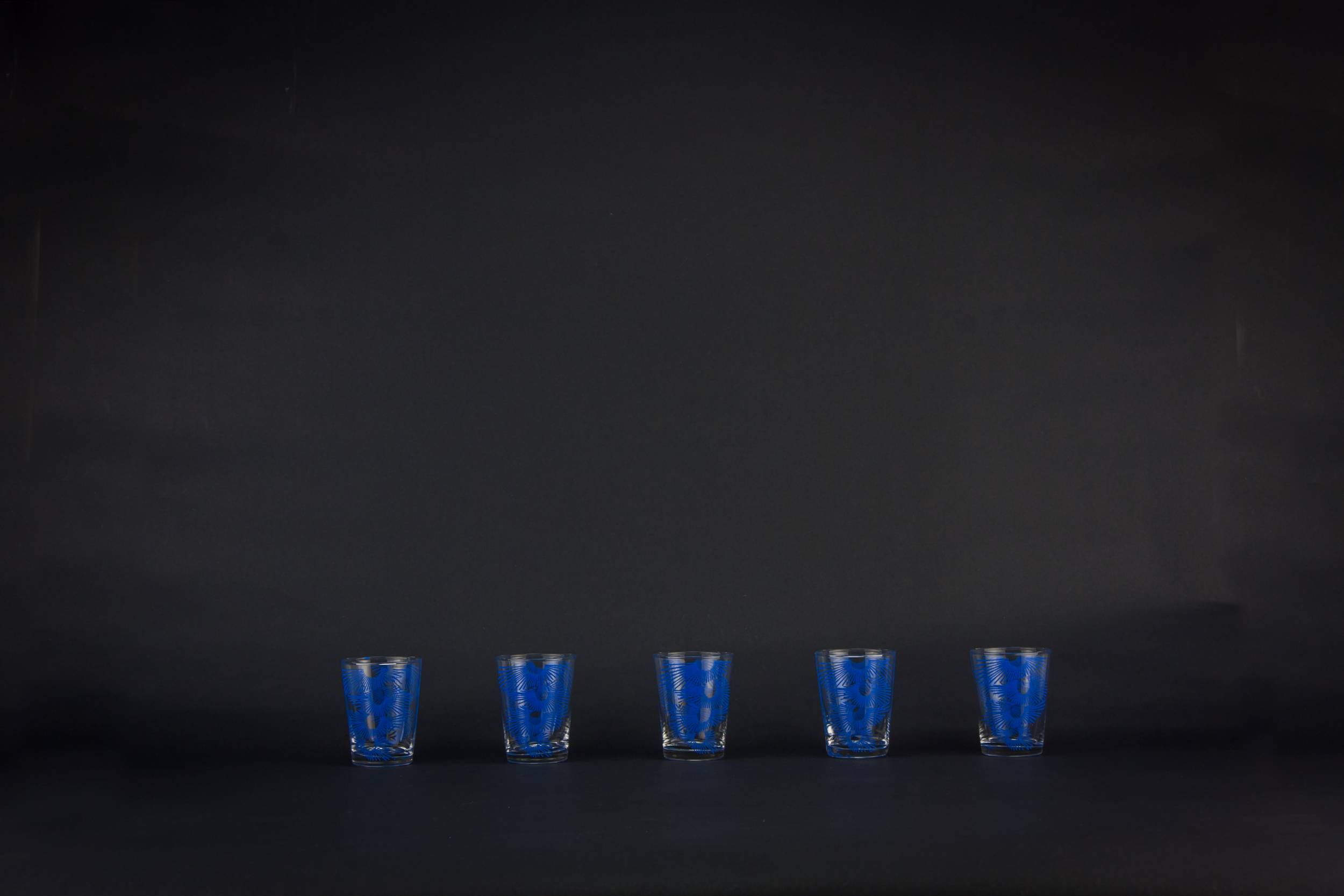 Blue Blown Abstract — 5 blue shot glasses 4