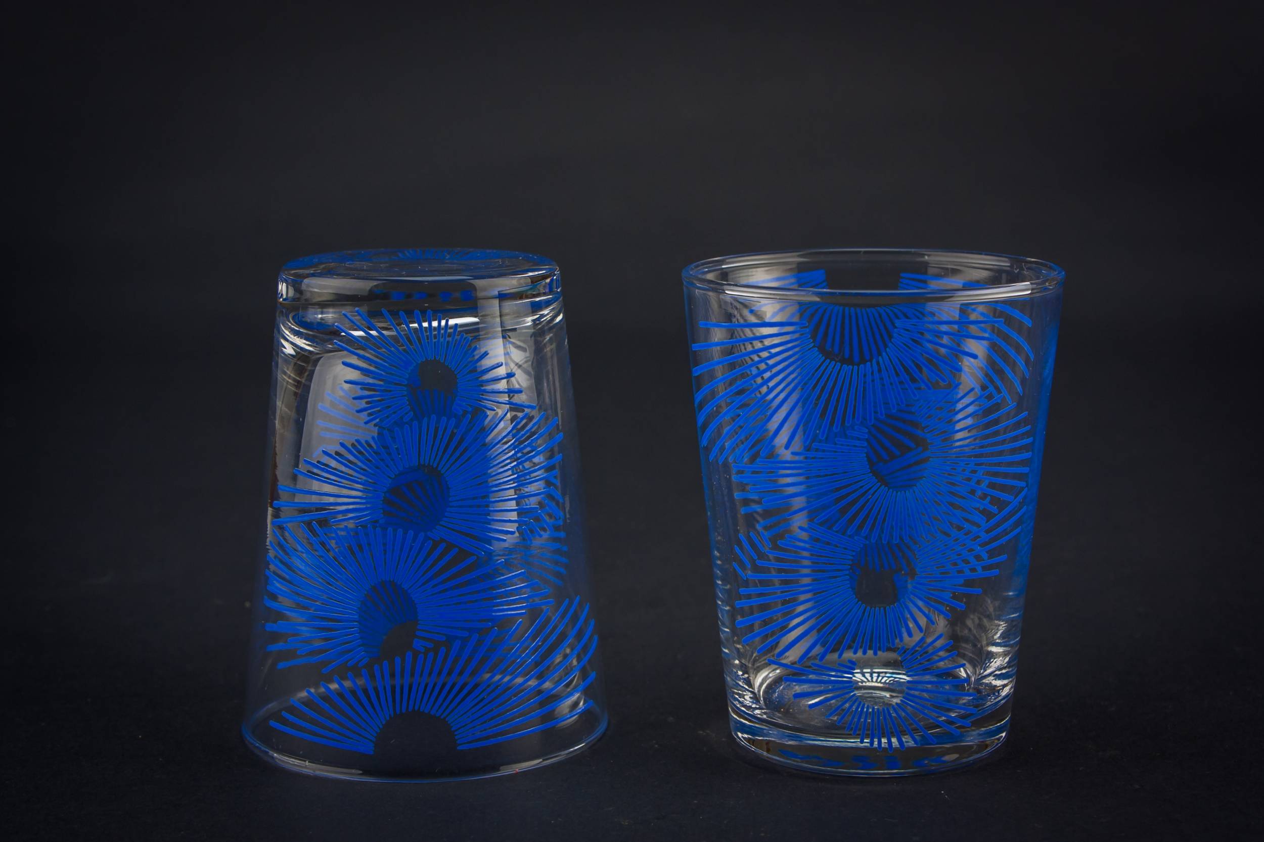 Blue Blown Abstract — 5 blue shot glasses 3