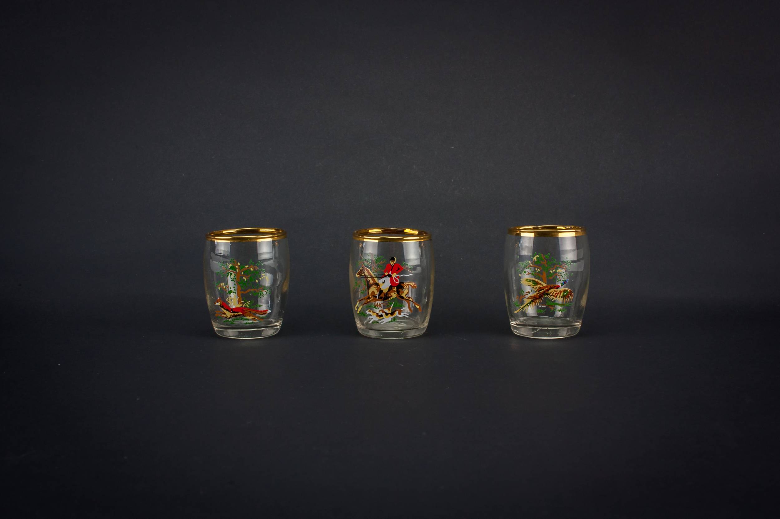 Blown Red Hunting — 3 tumbler shot glasses 1