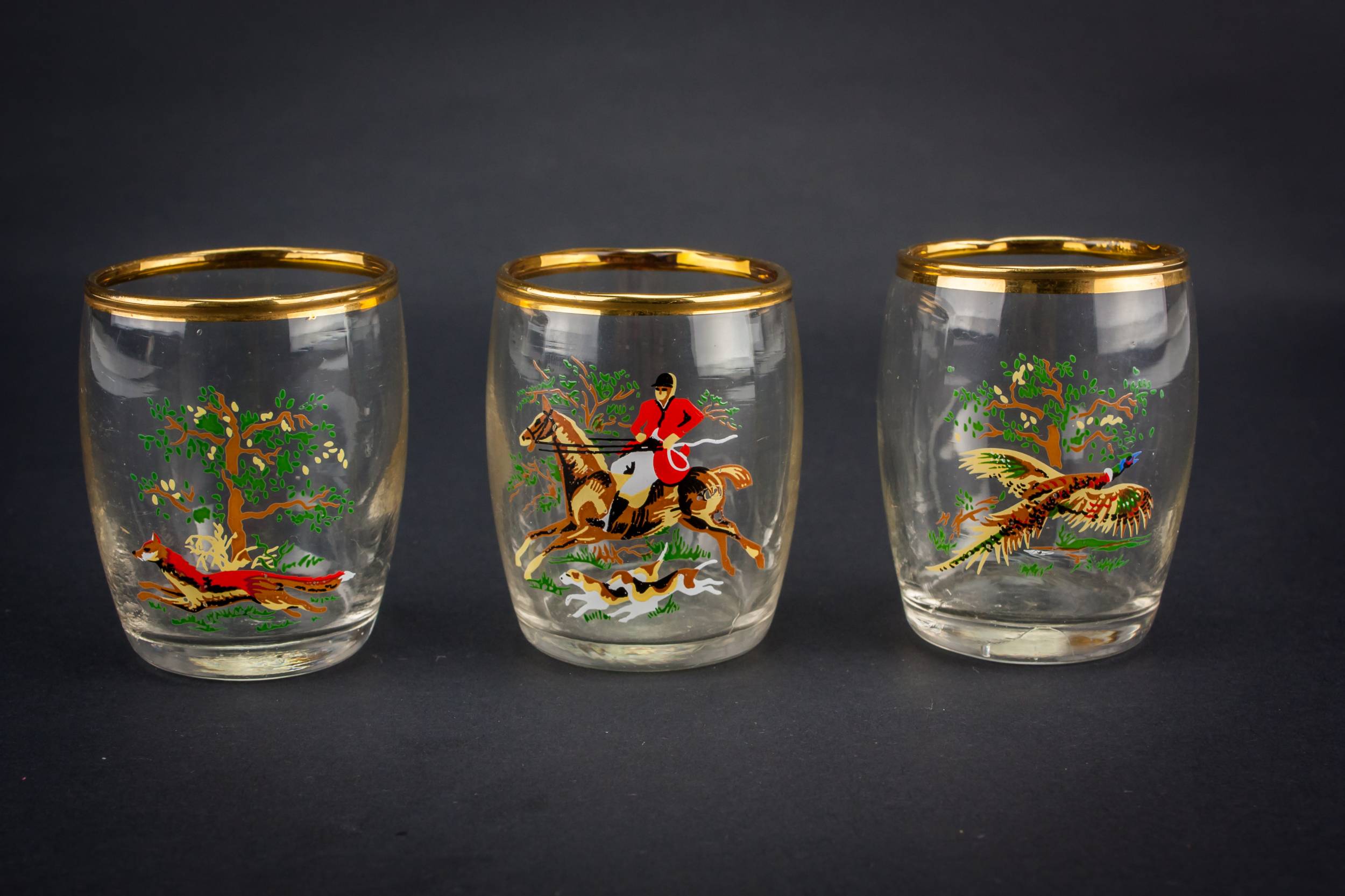 Blown Red Hunting — 3 tumbler shot glasses 5