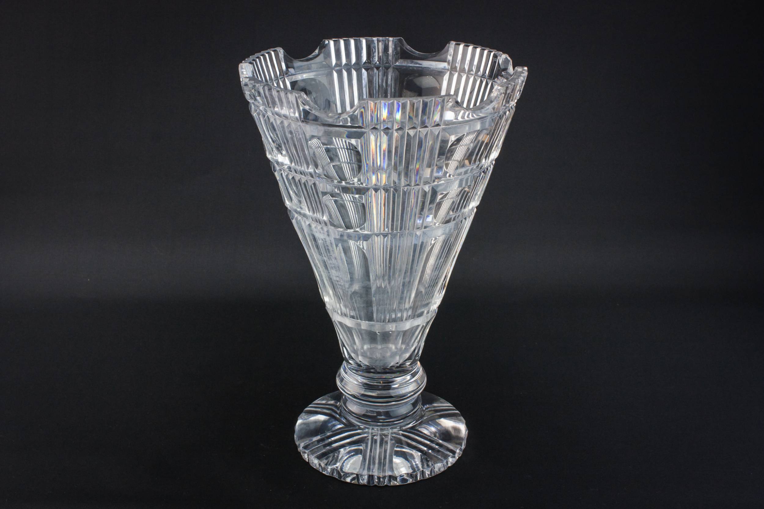 Vintage Elegant Panelled — Cut glass funnel vase 2