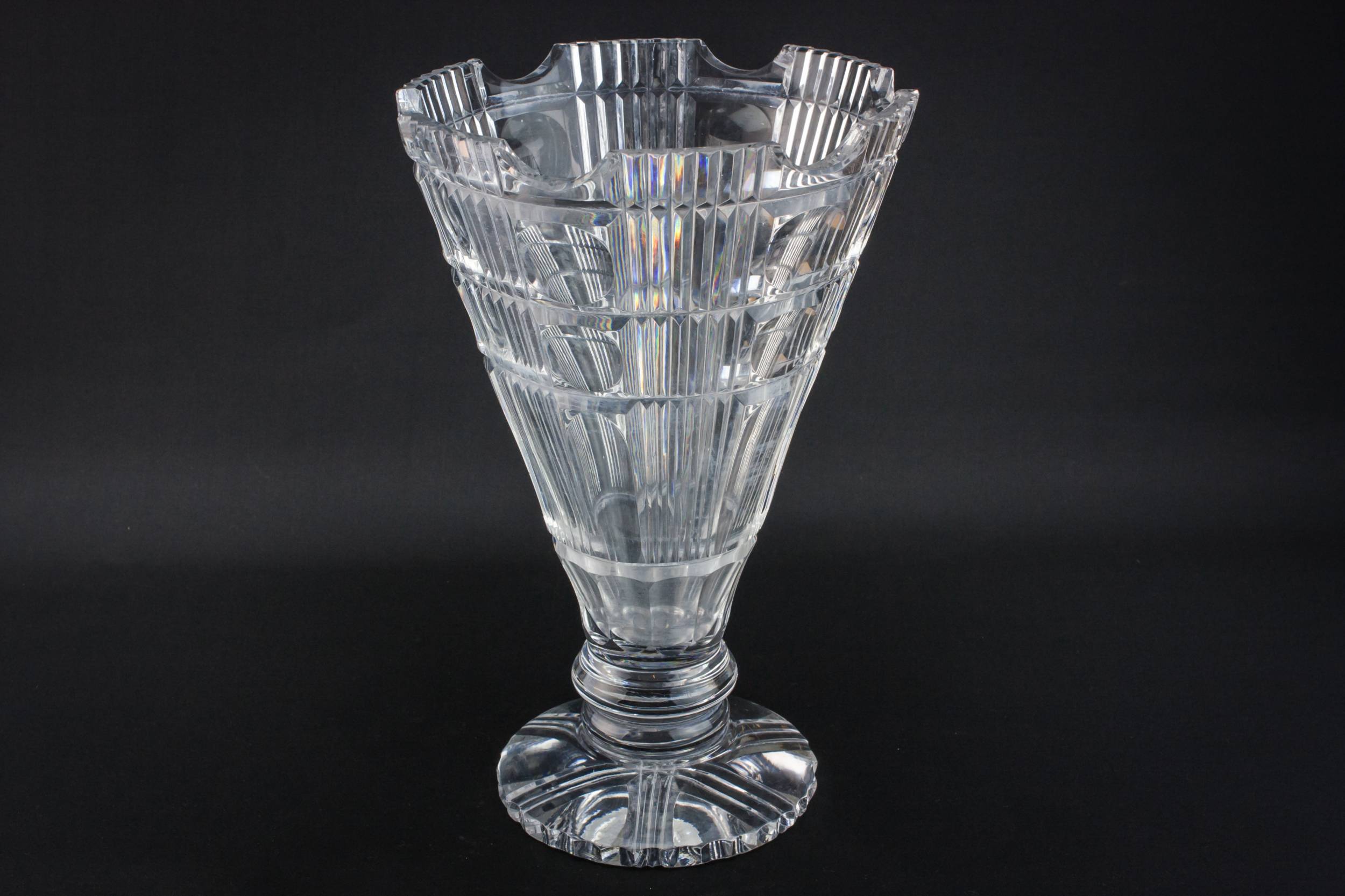 Vintage Elegant Panelled — Cut glass funnel vase 3