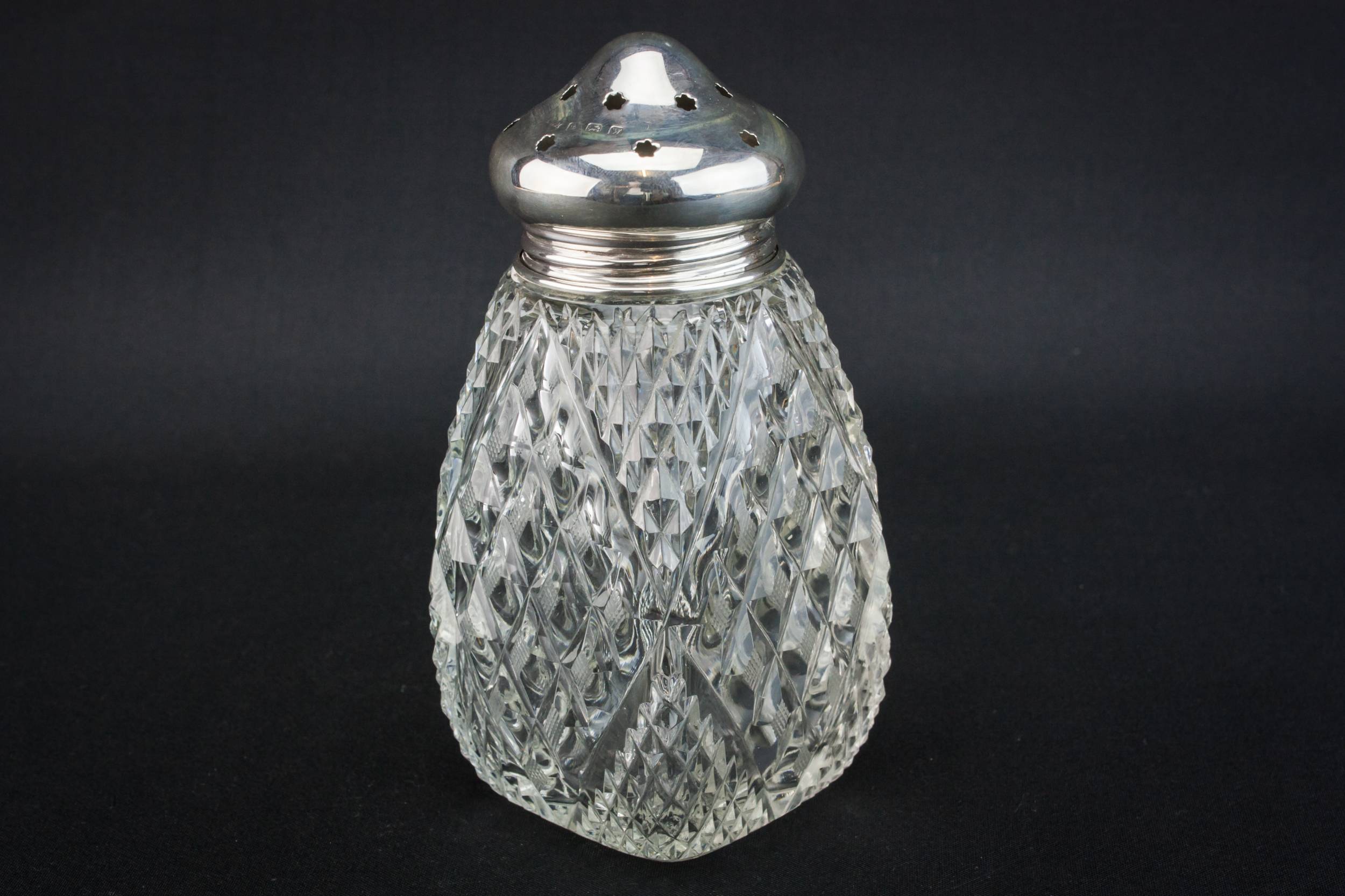 Sterling Silver Glass — Small sugar caster
