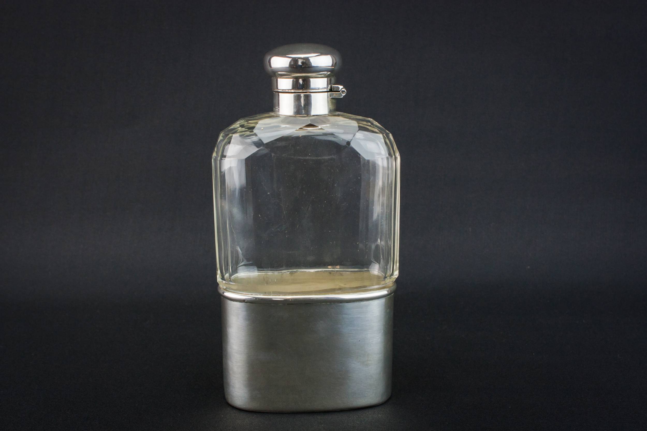 Hip Pocket Flask — Silver & glass hip flask