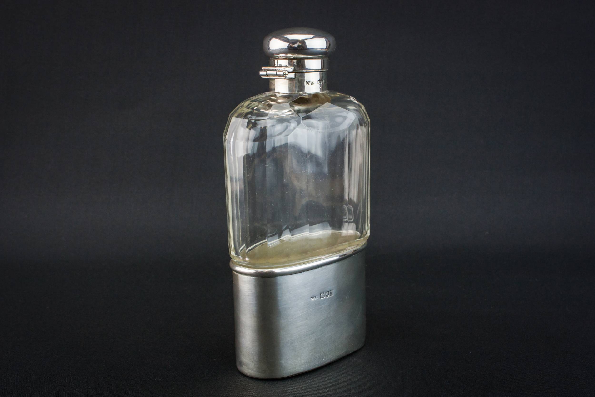 Hip Pocket Flask — Silver & glass hip flask 2