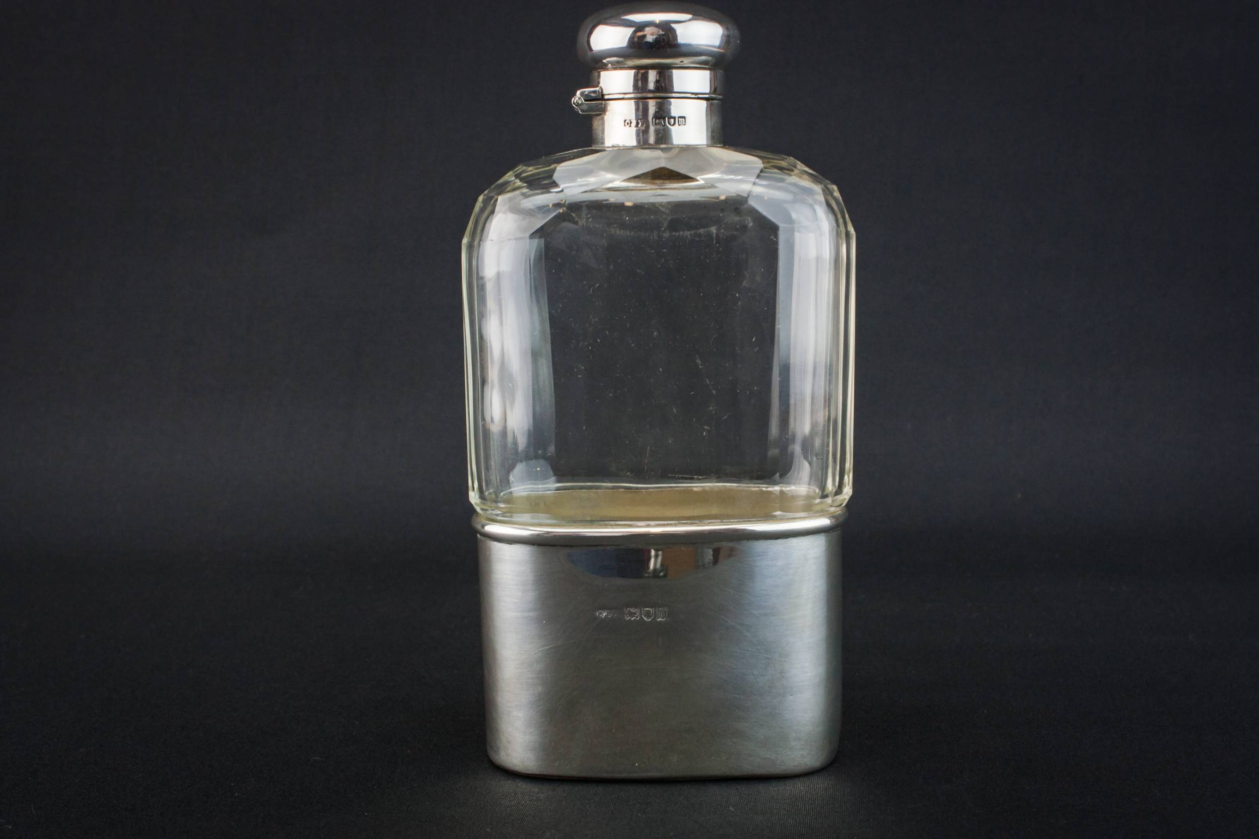Hip Pocket Flask — Silver & glass hip flask 3