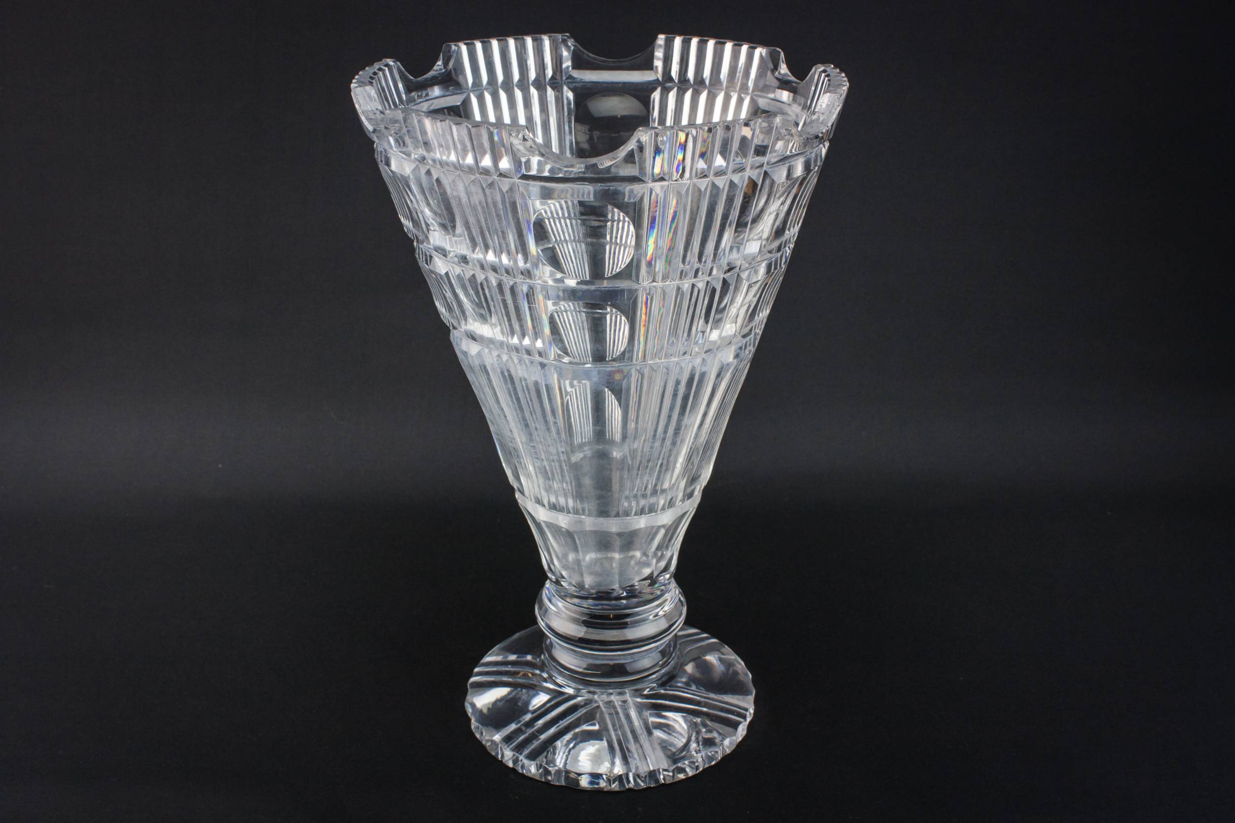 Vintage Elegant Panelled — Cut glass funnel vase