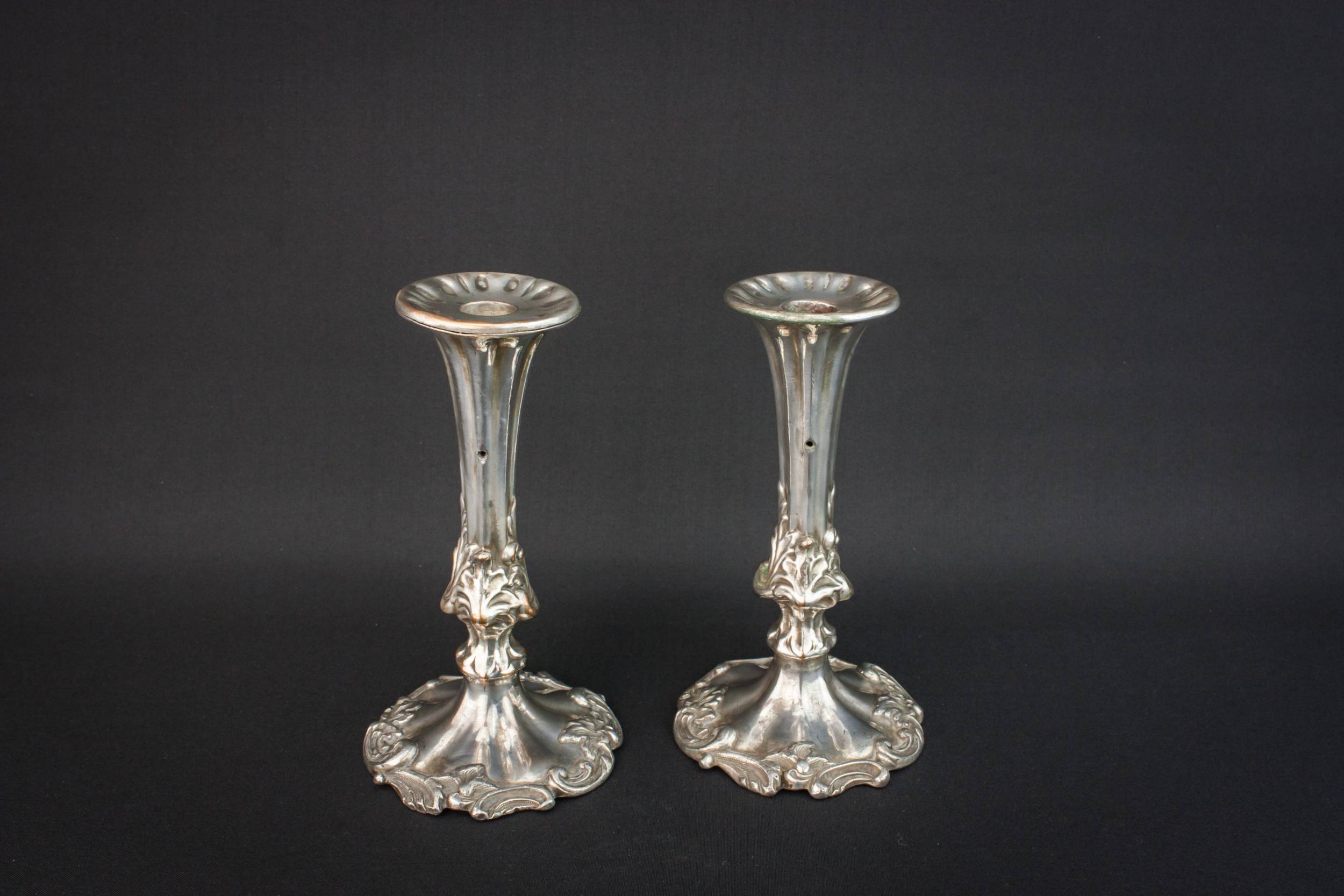Elegant Antique Unusual — 2 small candlesticks