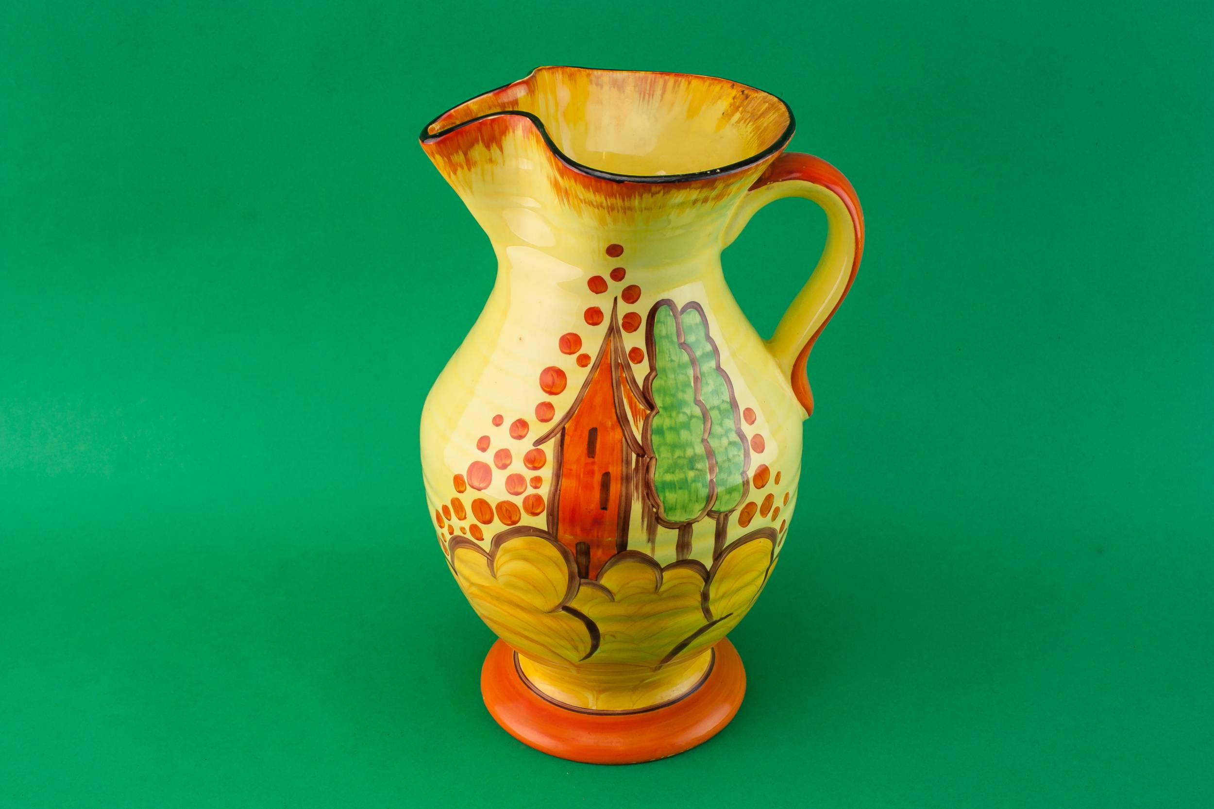 Festive Art Deco — Orange pottery jug