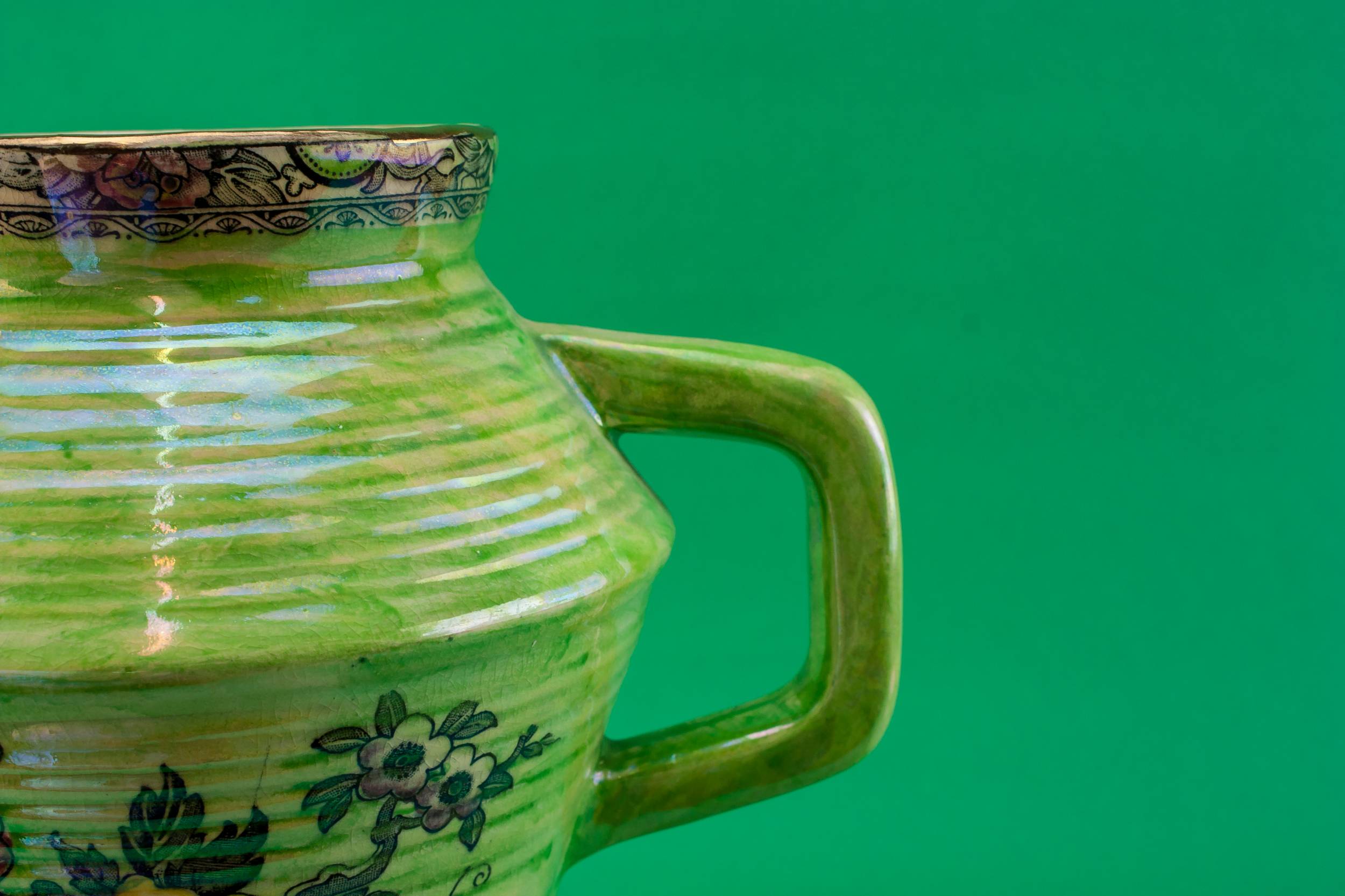 Pottery Vintage Water — Green Art Deco water jug 2