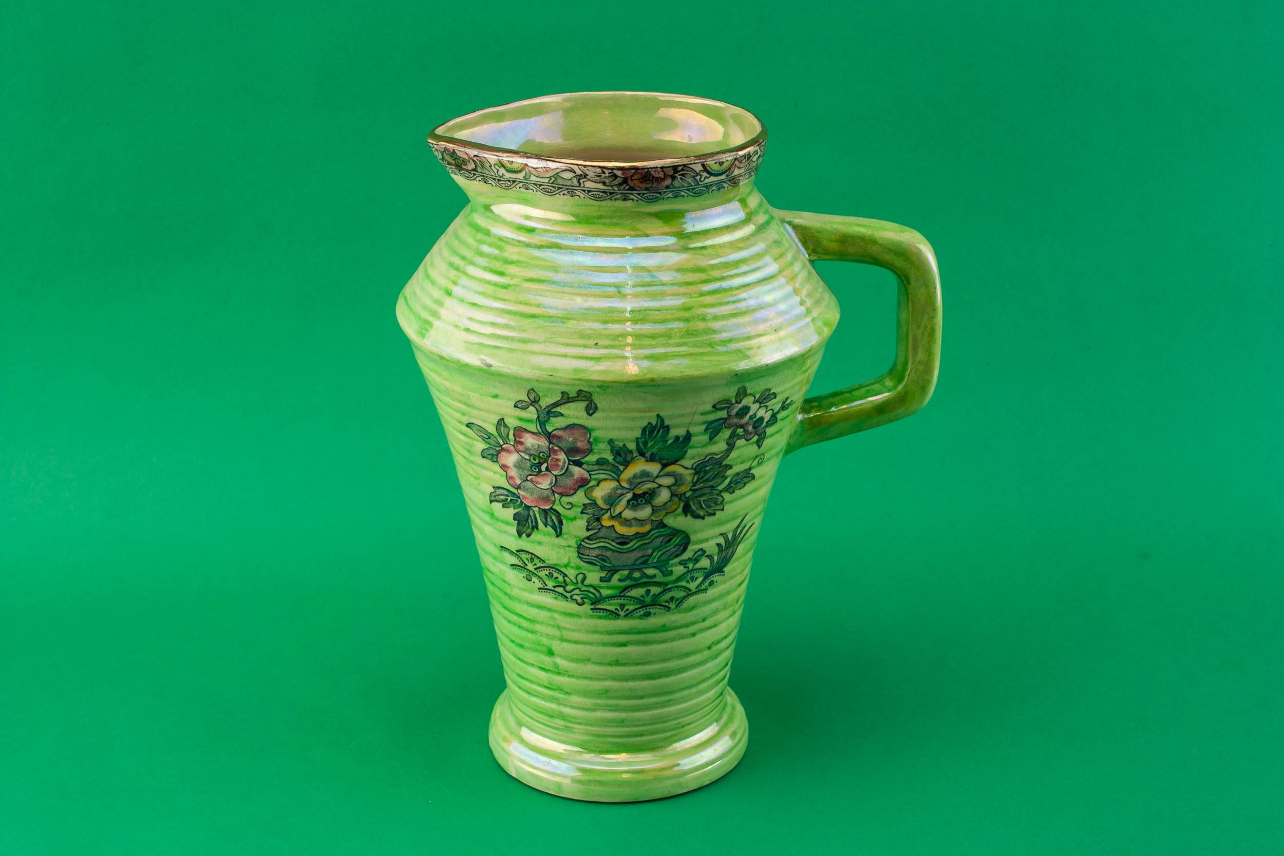 Pottery Vintage Water — Green Art Deco water jug