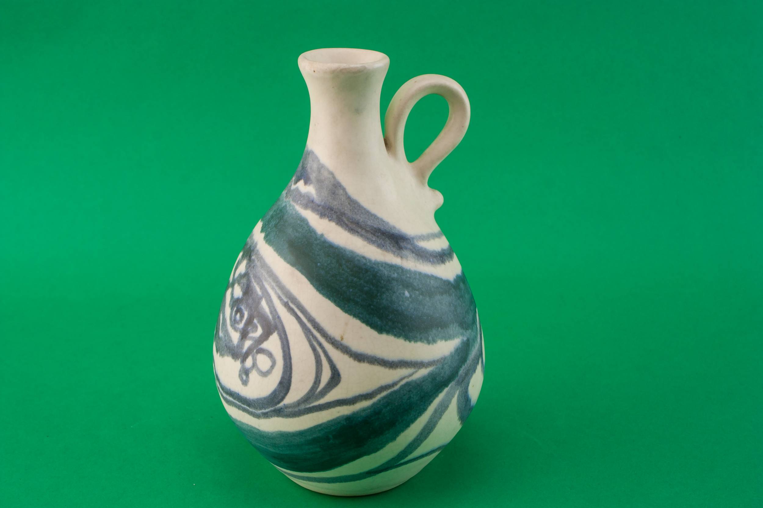Vintage 1L Abstract — Blue pottery jug
