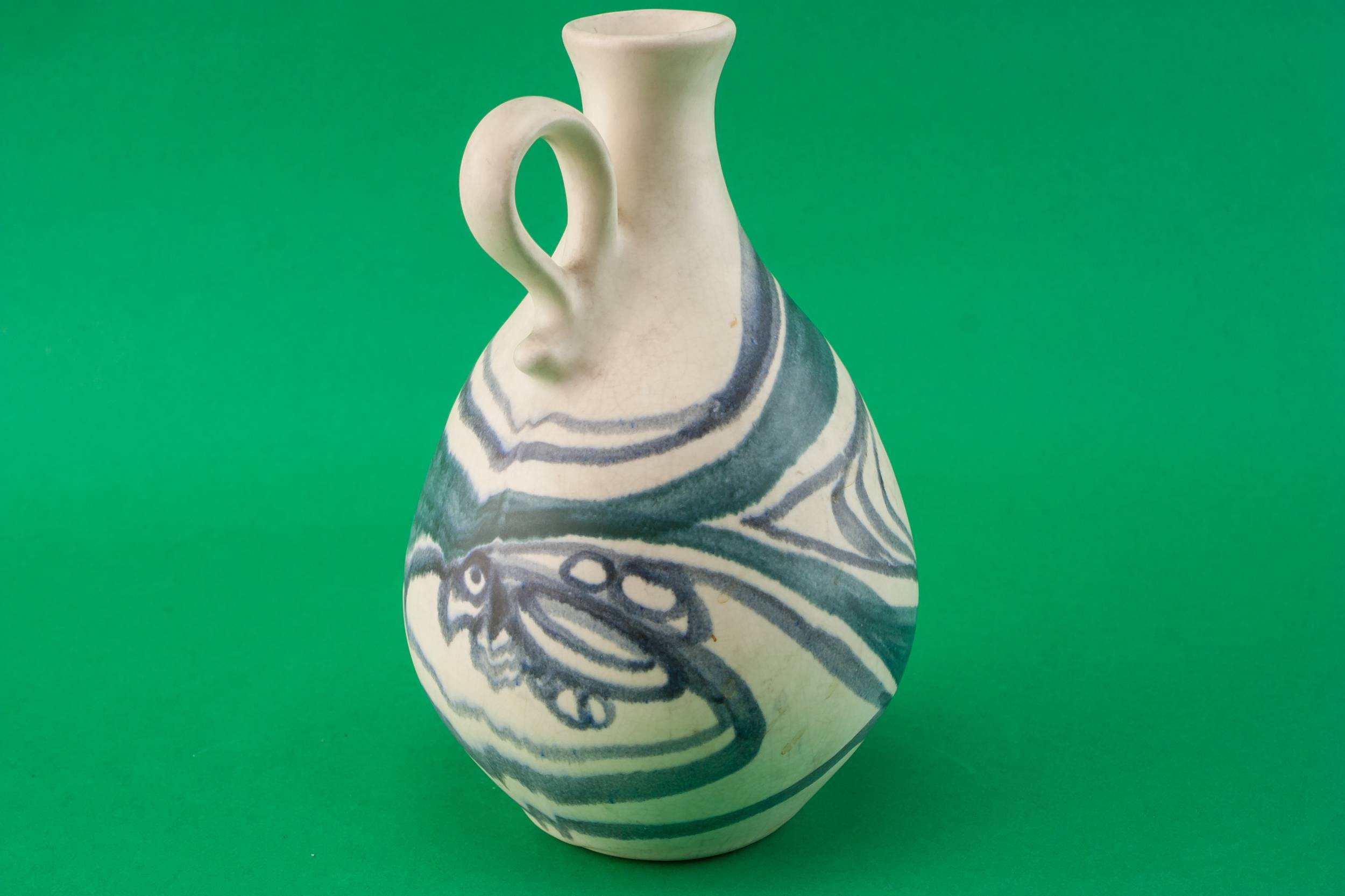 Vintage 1L Abstract — Blue pottery jug 1