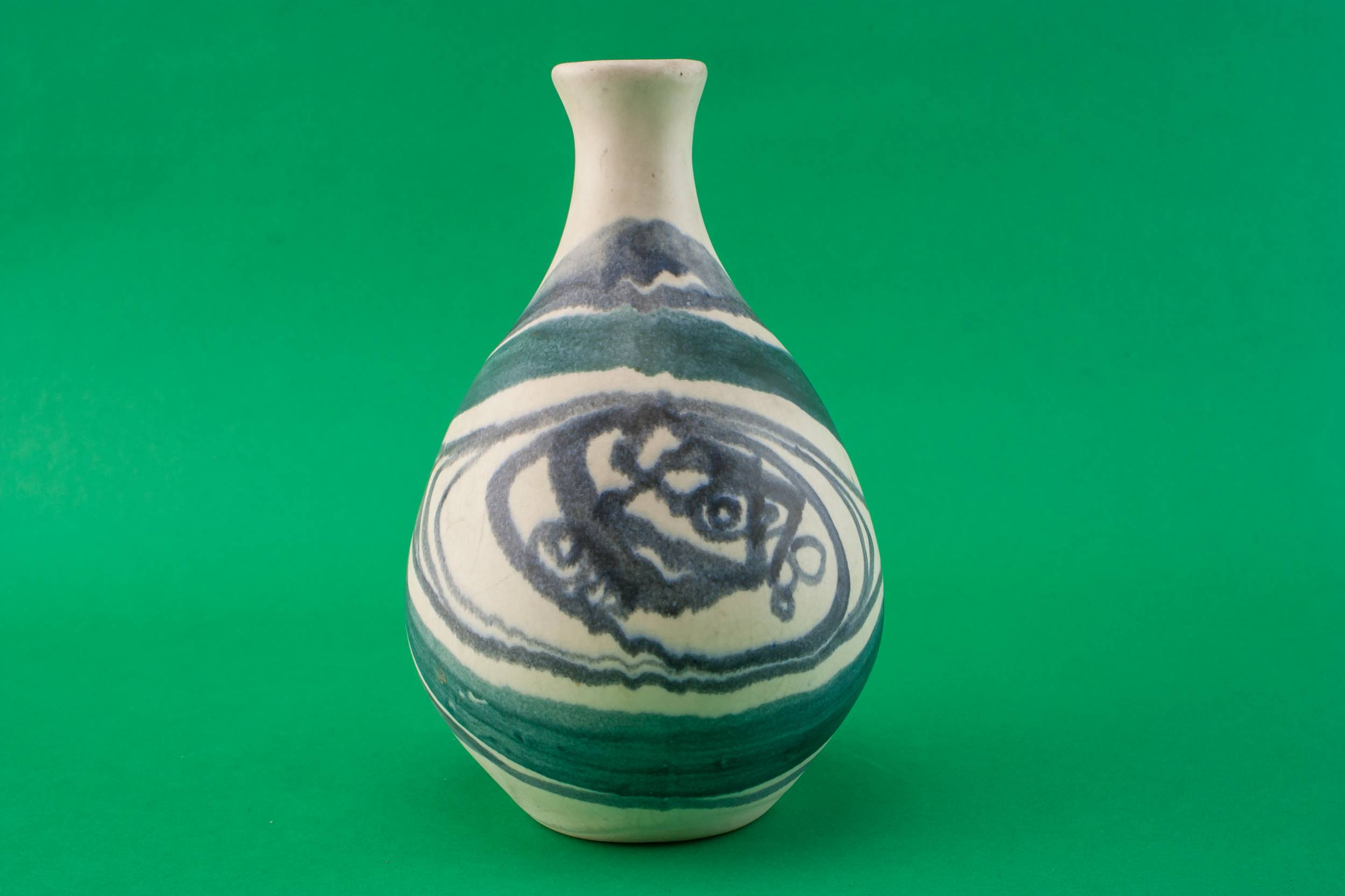 Vintage 1L Abstract — Blue pottery jug 2