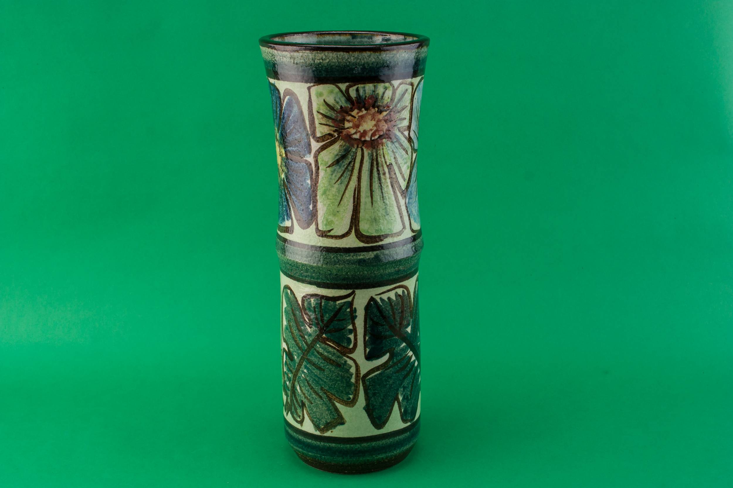 Vintage Pottery Tall — Tall cylinder vase