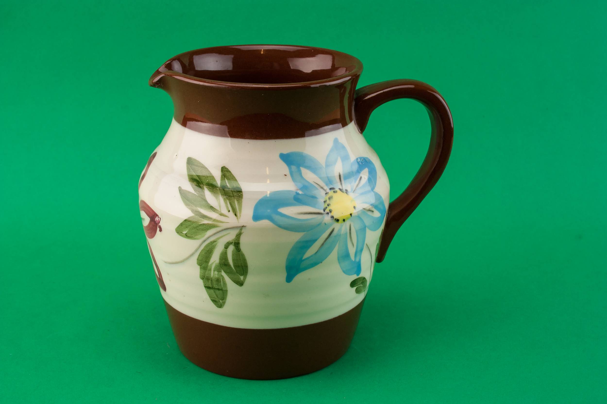 Vintage Pottery Floral — Water brown jug
