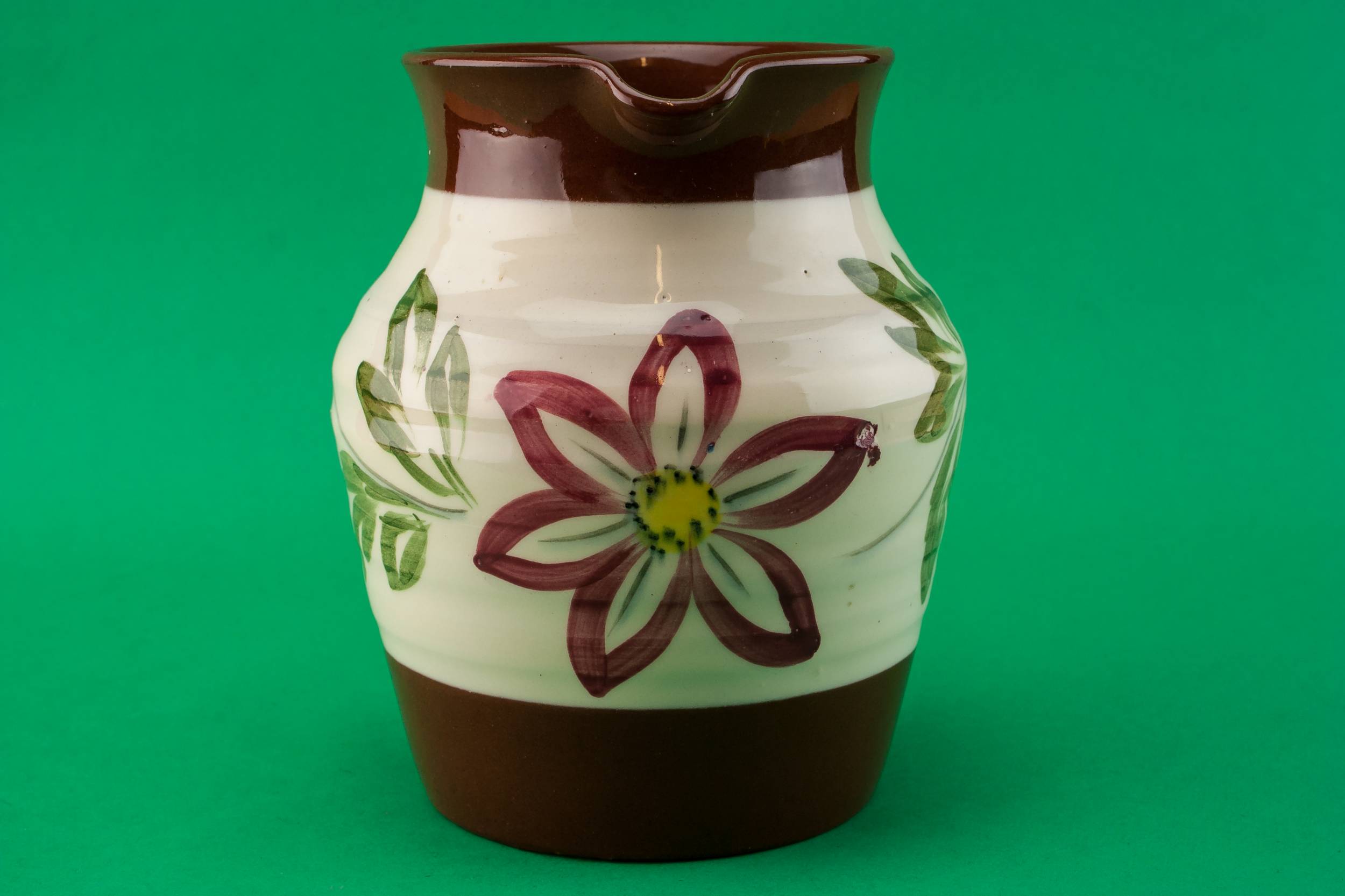 Vintage Pottery Floral — Water brown jug 2