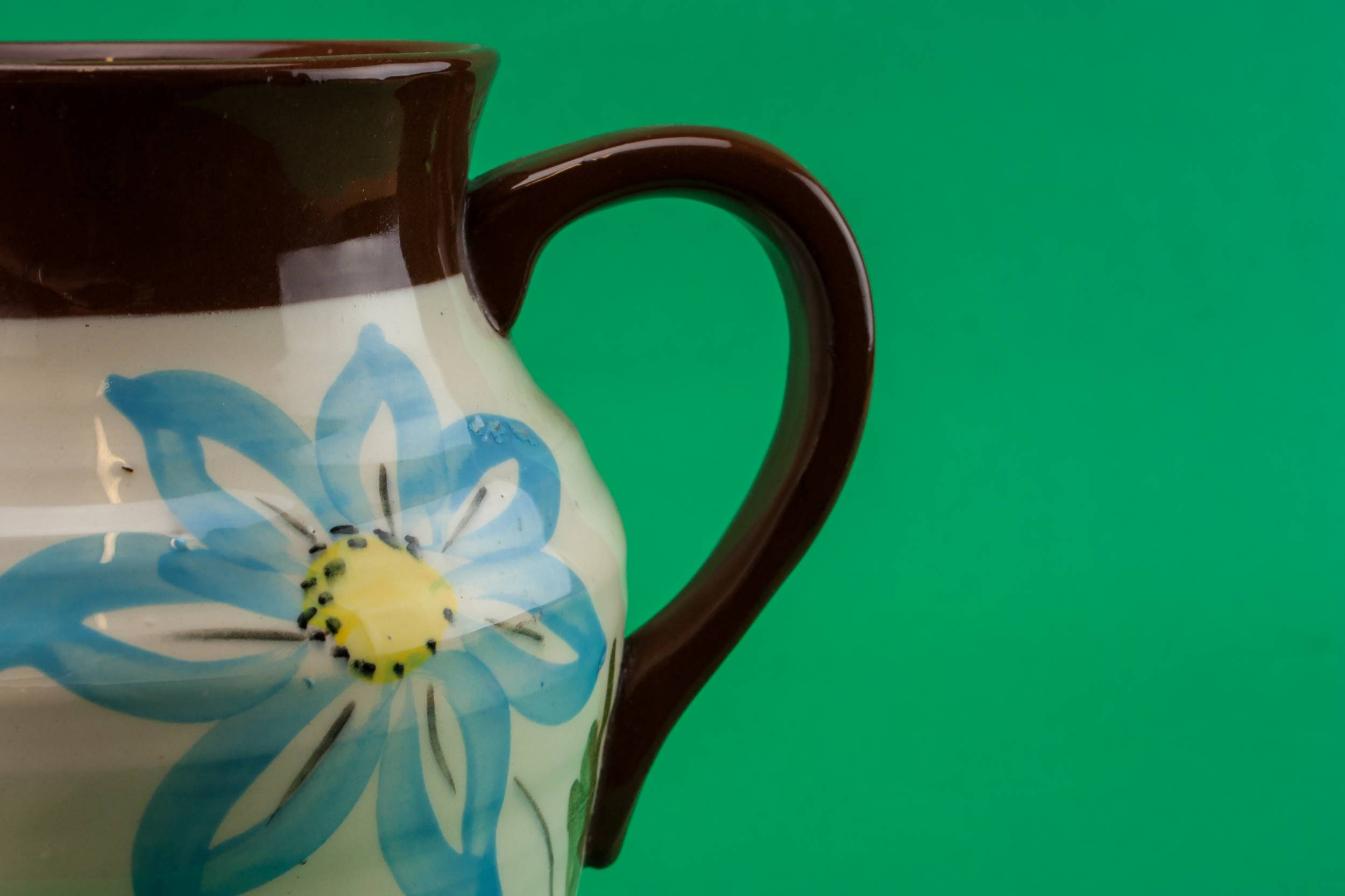 Vintage Pottery Floral — Water brown jug 3