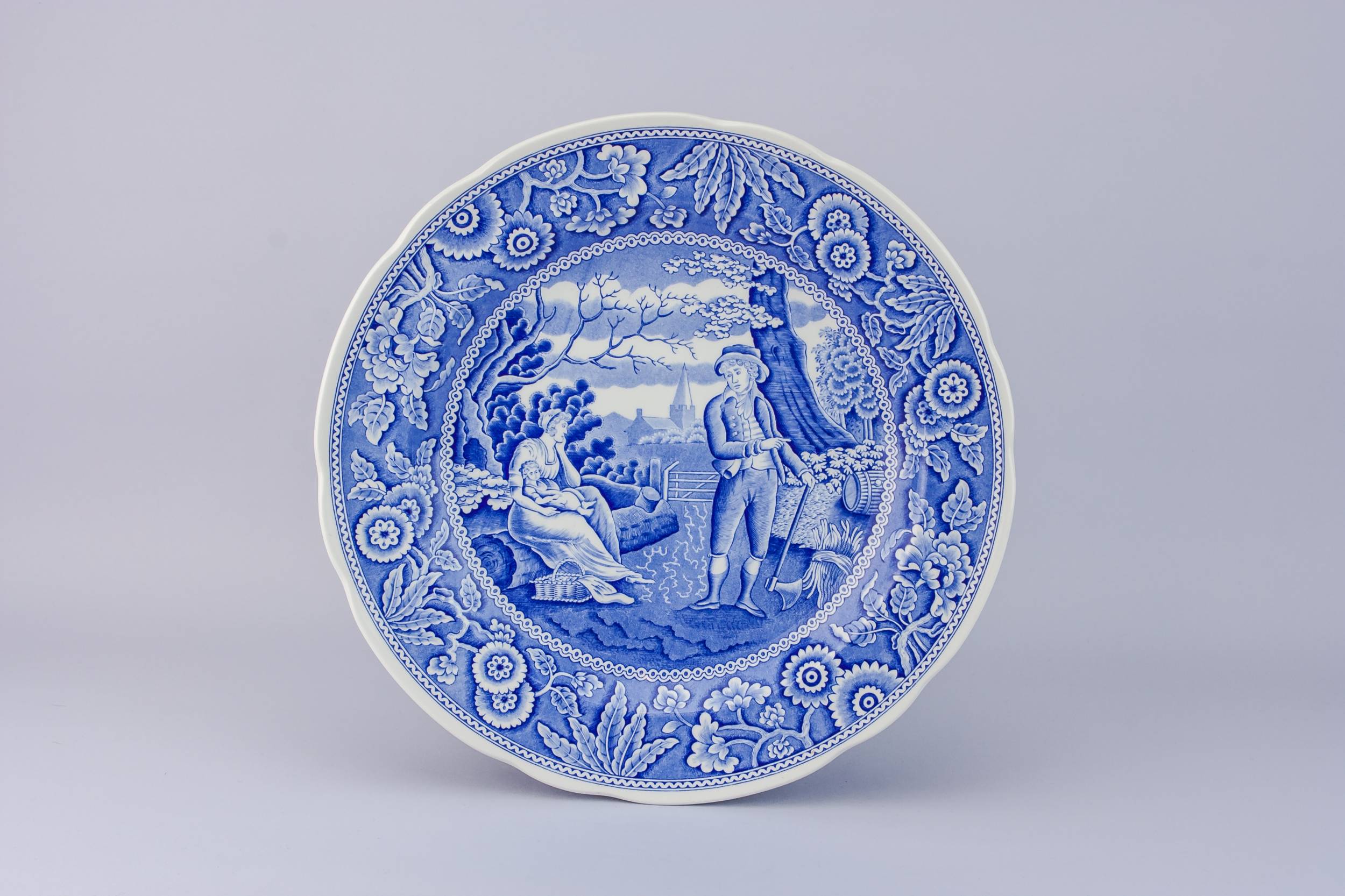 Vintage Large Landscape — Retro pottery serving dish