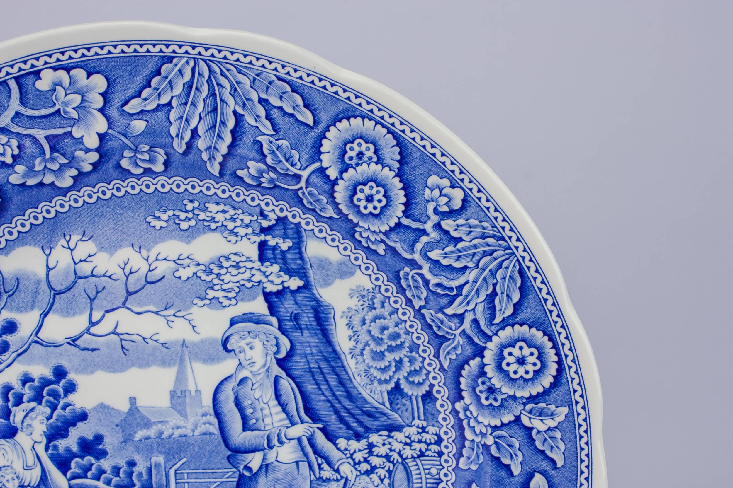 Vintage Large Landscape — Retro pottery serving dish 1
