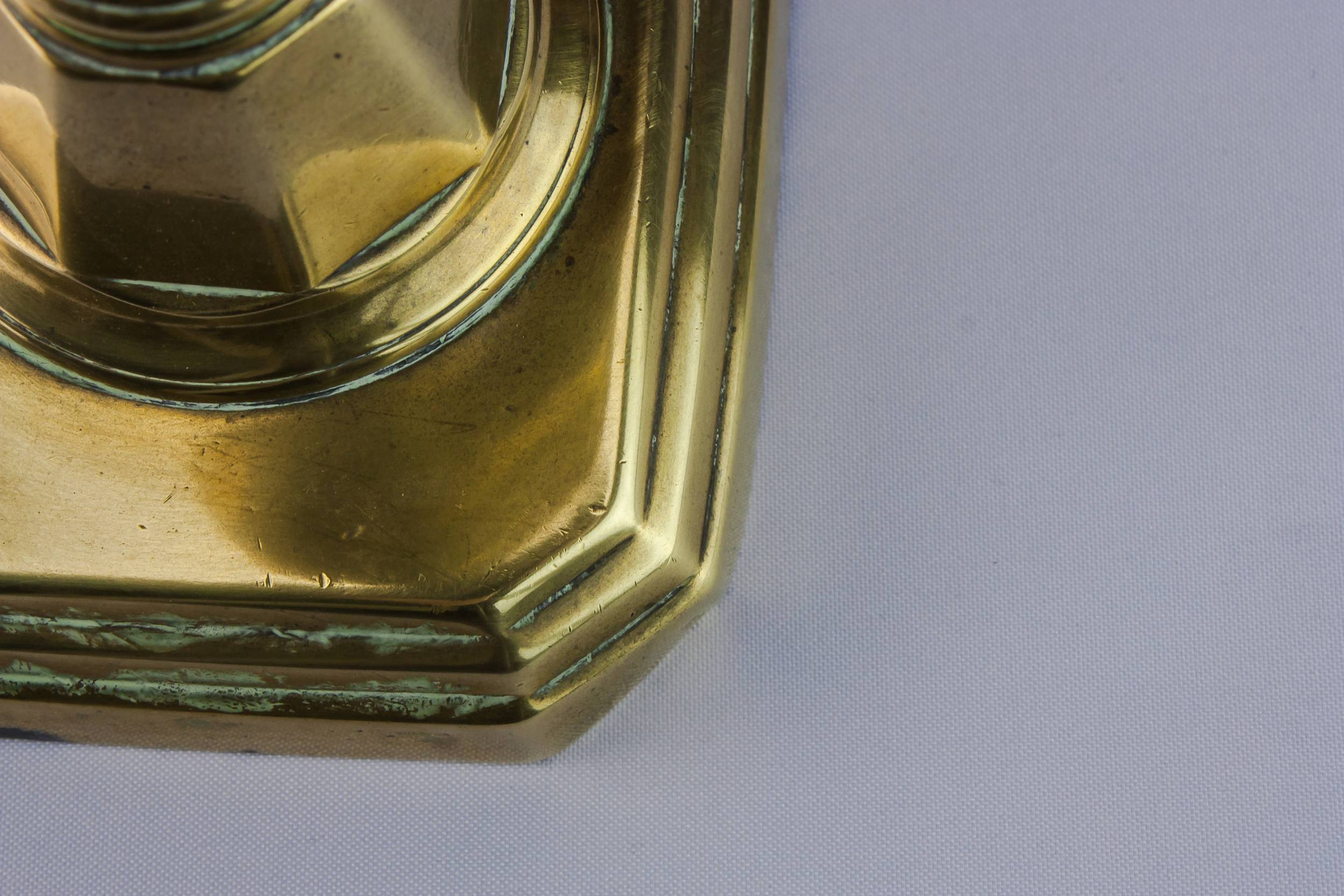 Imposing Brass Ribbed — Pair of tall candlesticks 2