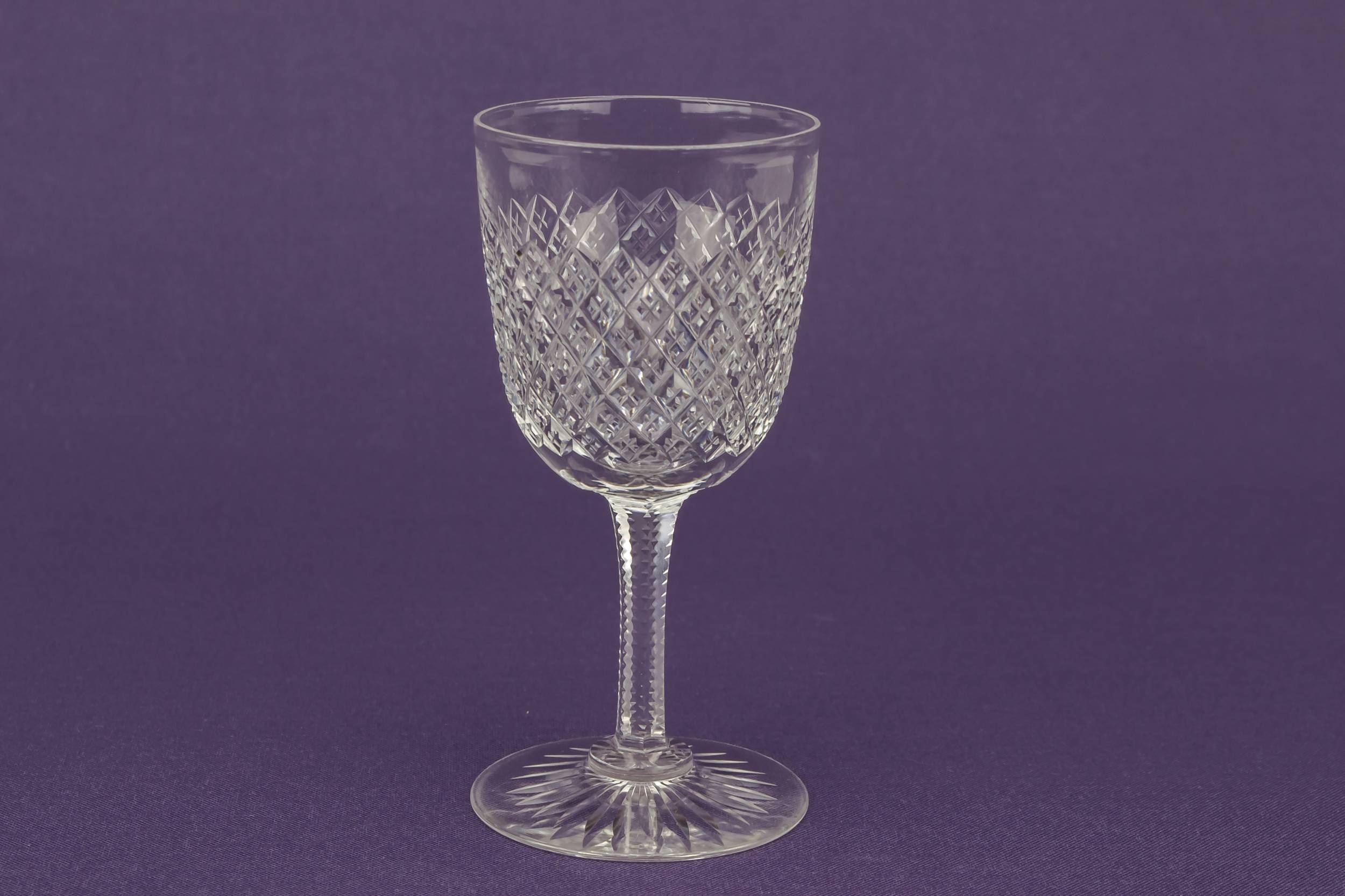 Edwardian Crystal Crosshatch — 6 crystal port glasses