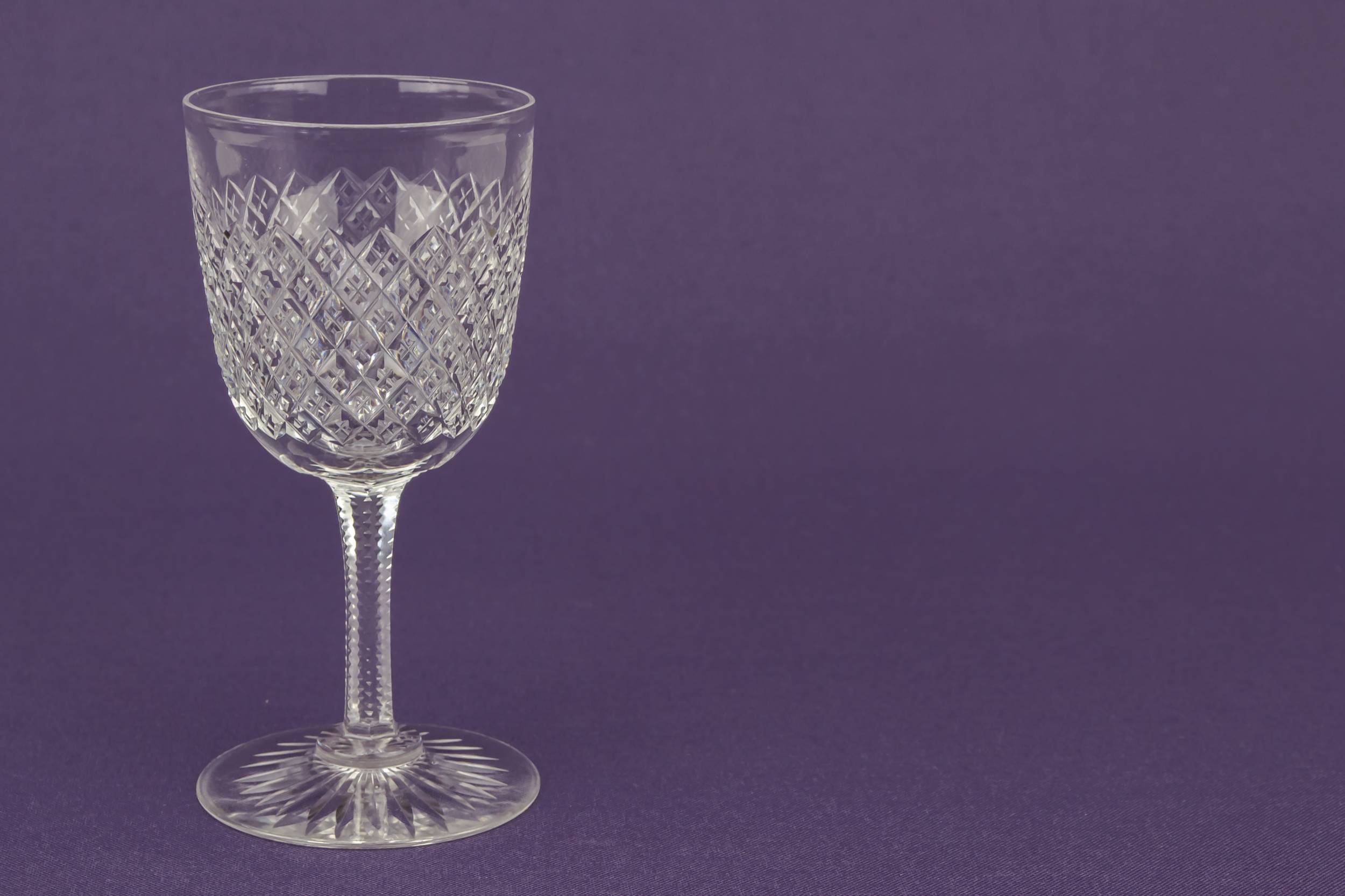 Edwardian Crystal Crosshatch — 6 crystal port glasses 1