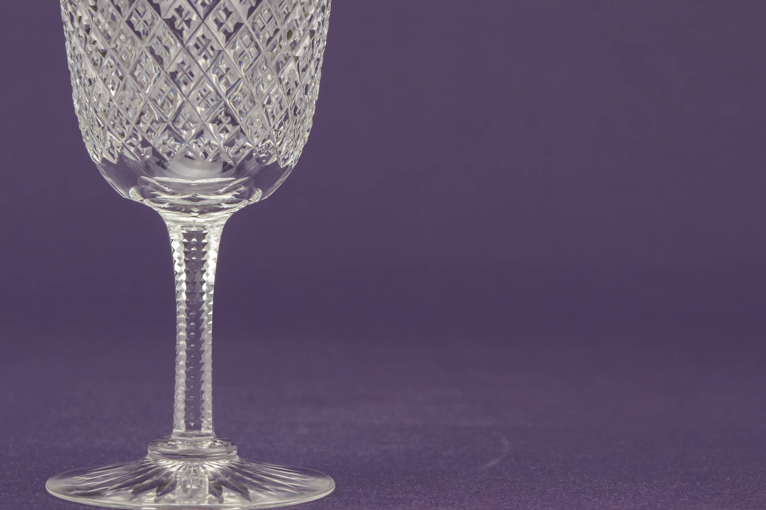 Edwardian Crystal Crosshatch — 6 crystal port glasses 2