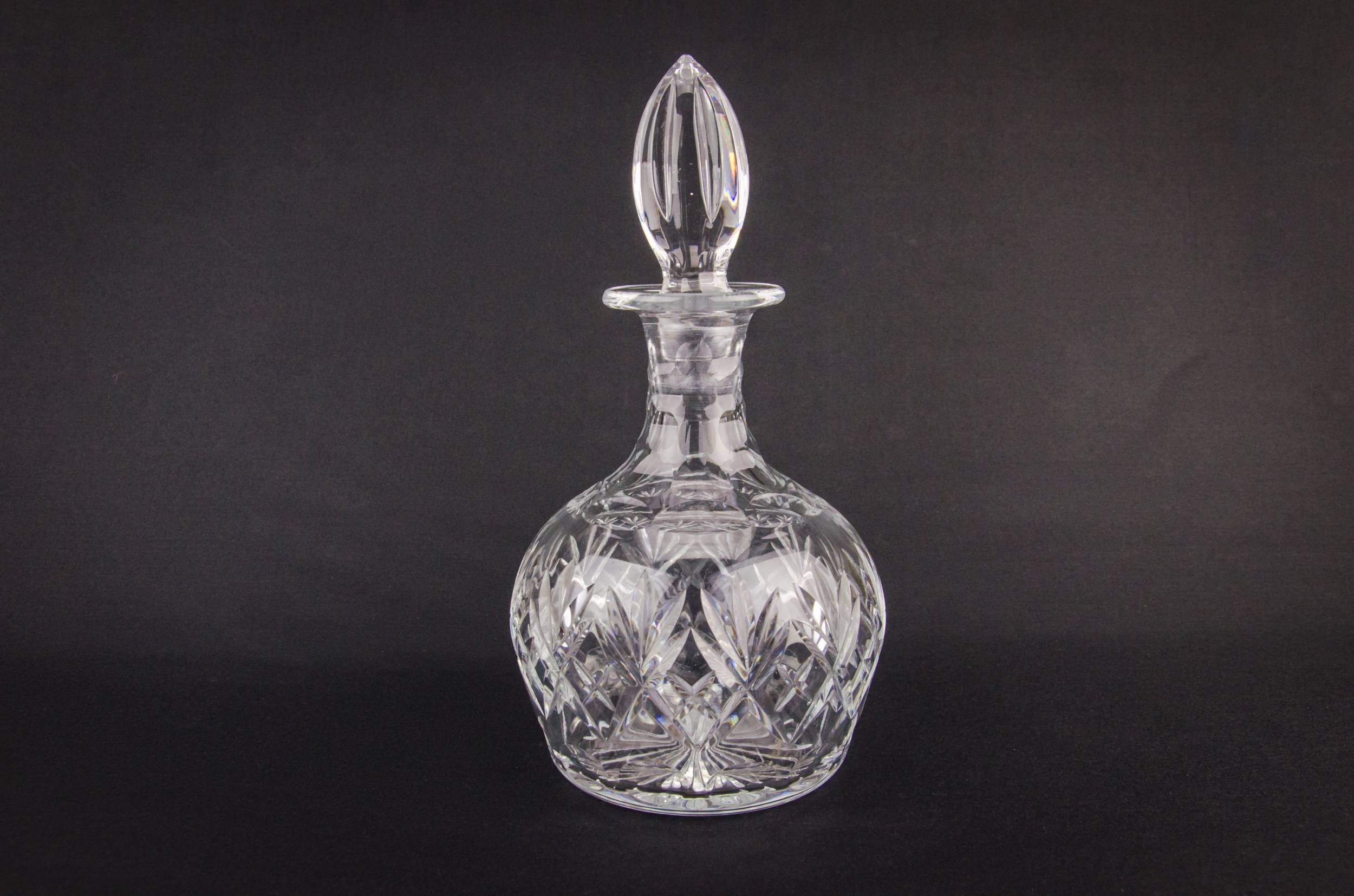 Cut Glass Crystal — Cut glass globular decanter