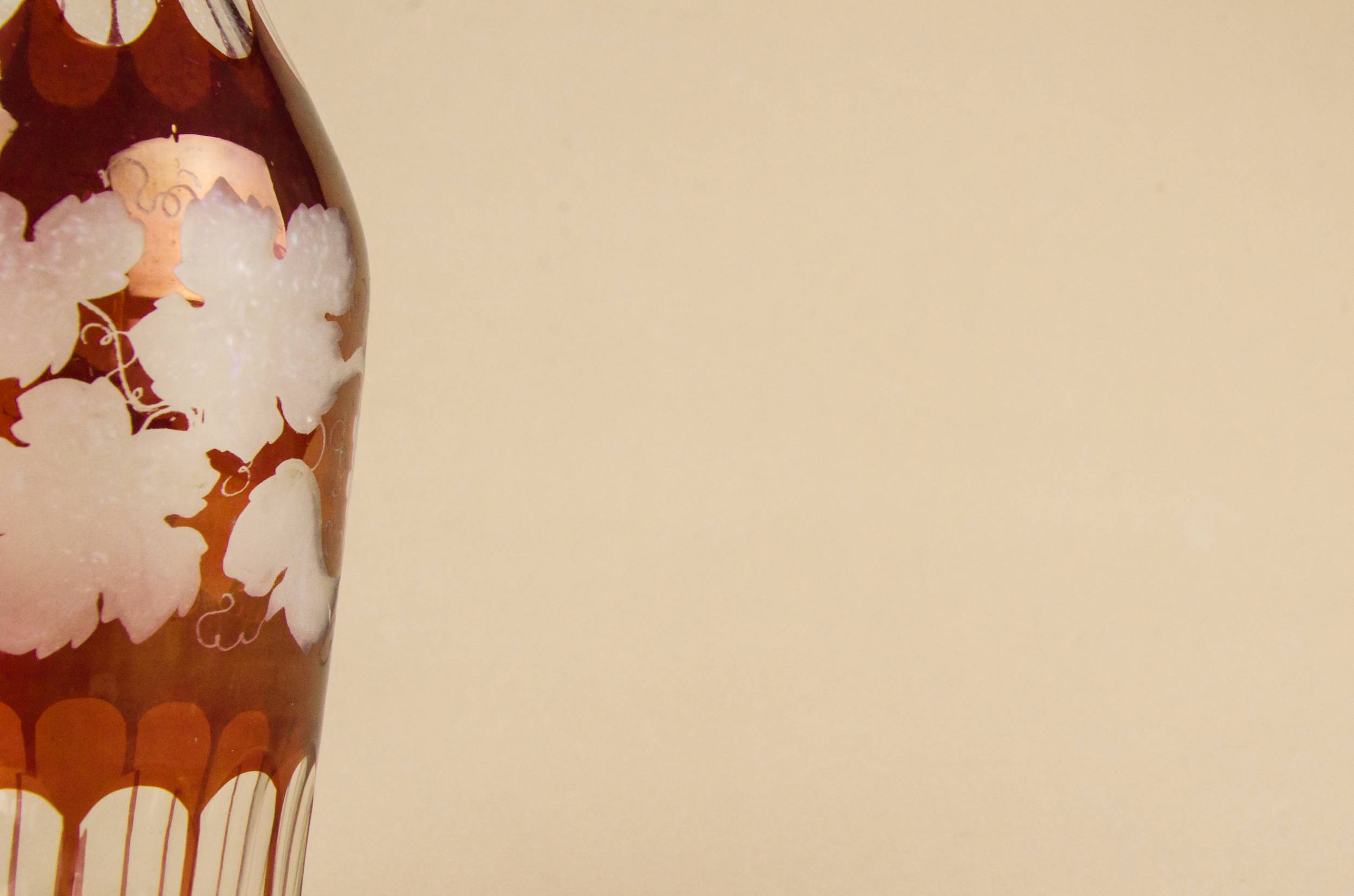 Cut Glass Crystal — Red glass bottle decanter 3
