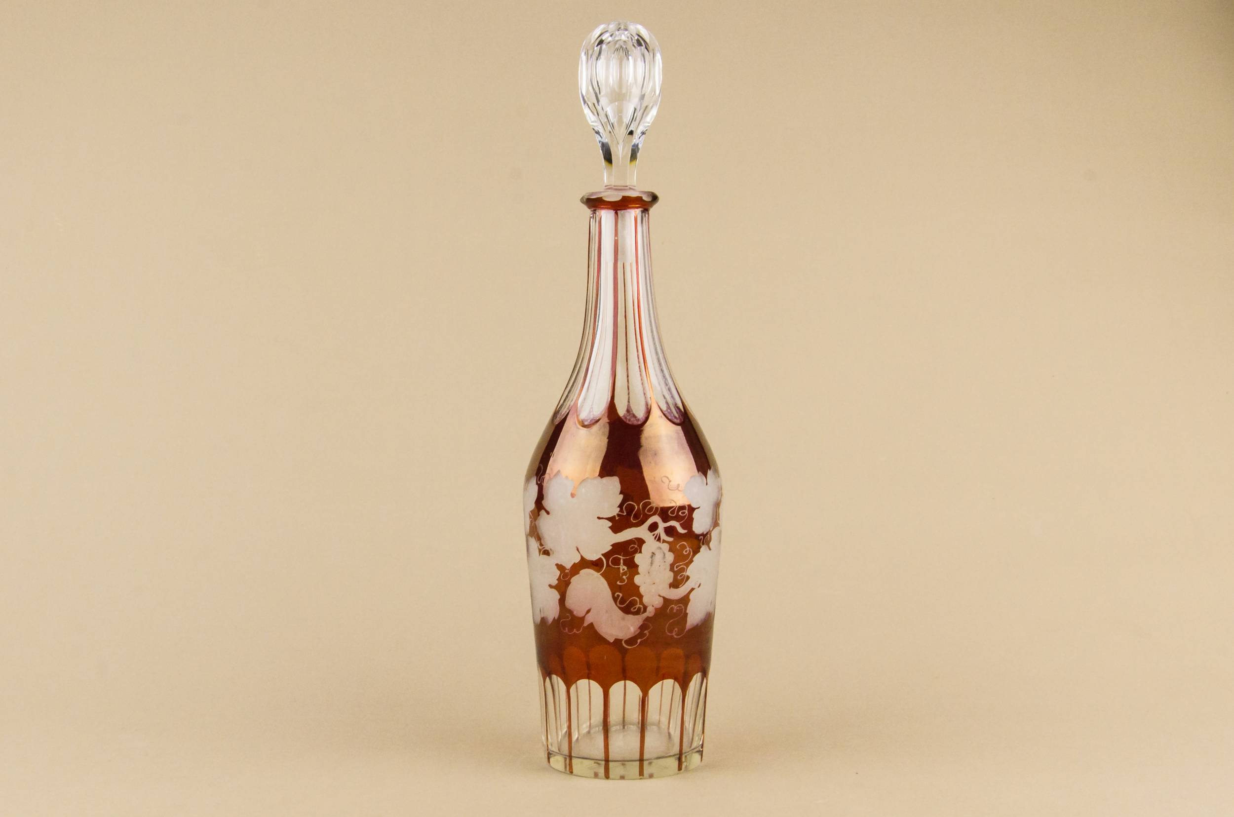 Cut Glass Crystal — Red glass bottle decanter 4