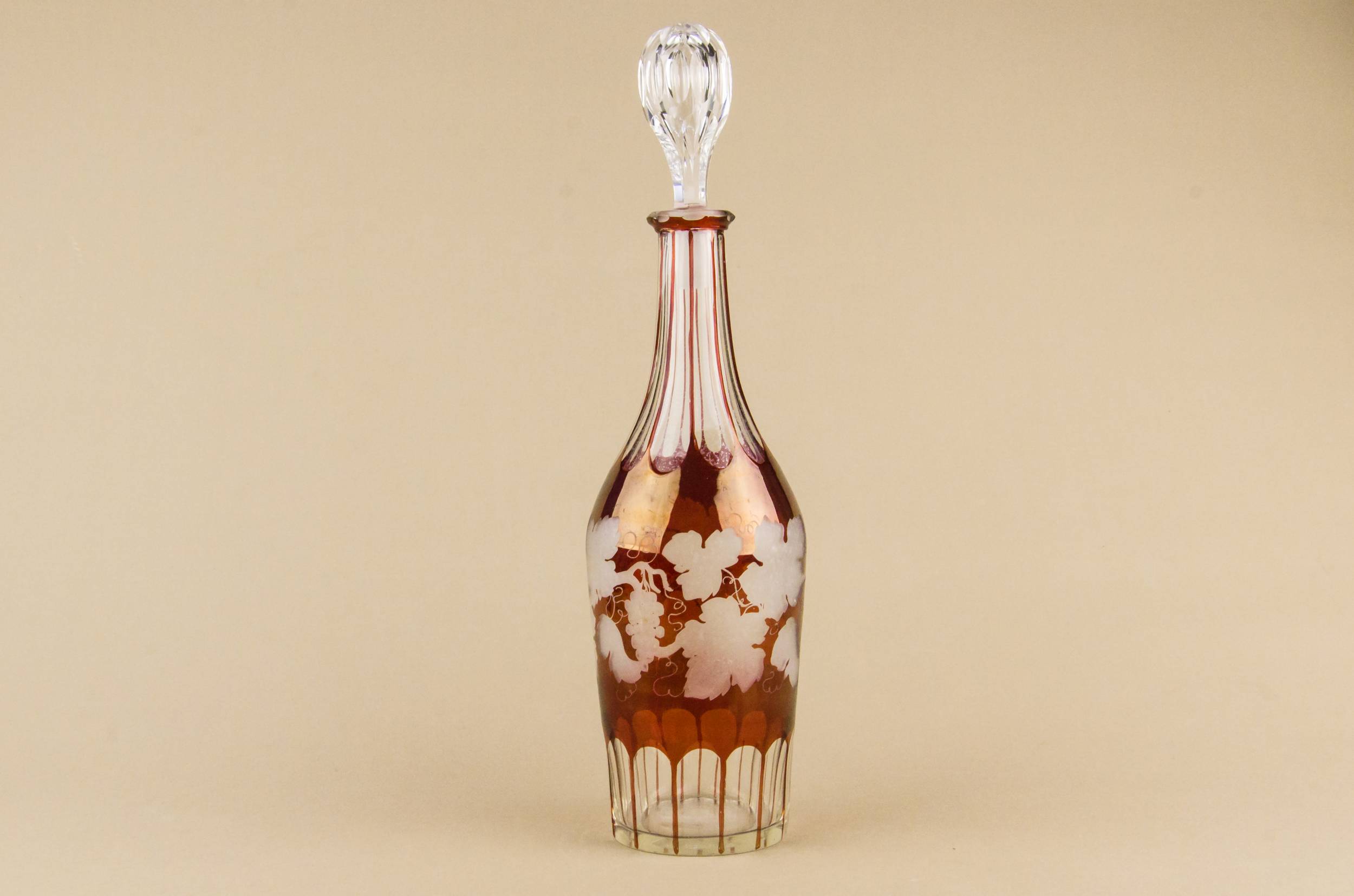 Cut Glass Crystal — Red glass bottle decanter
