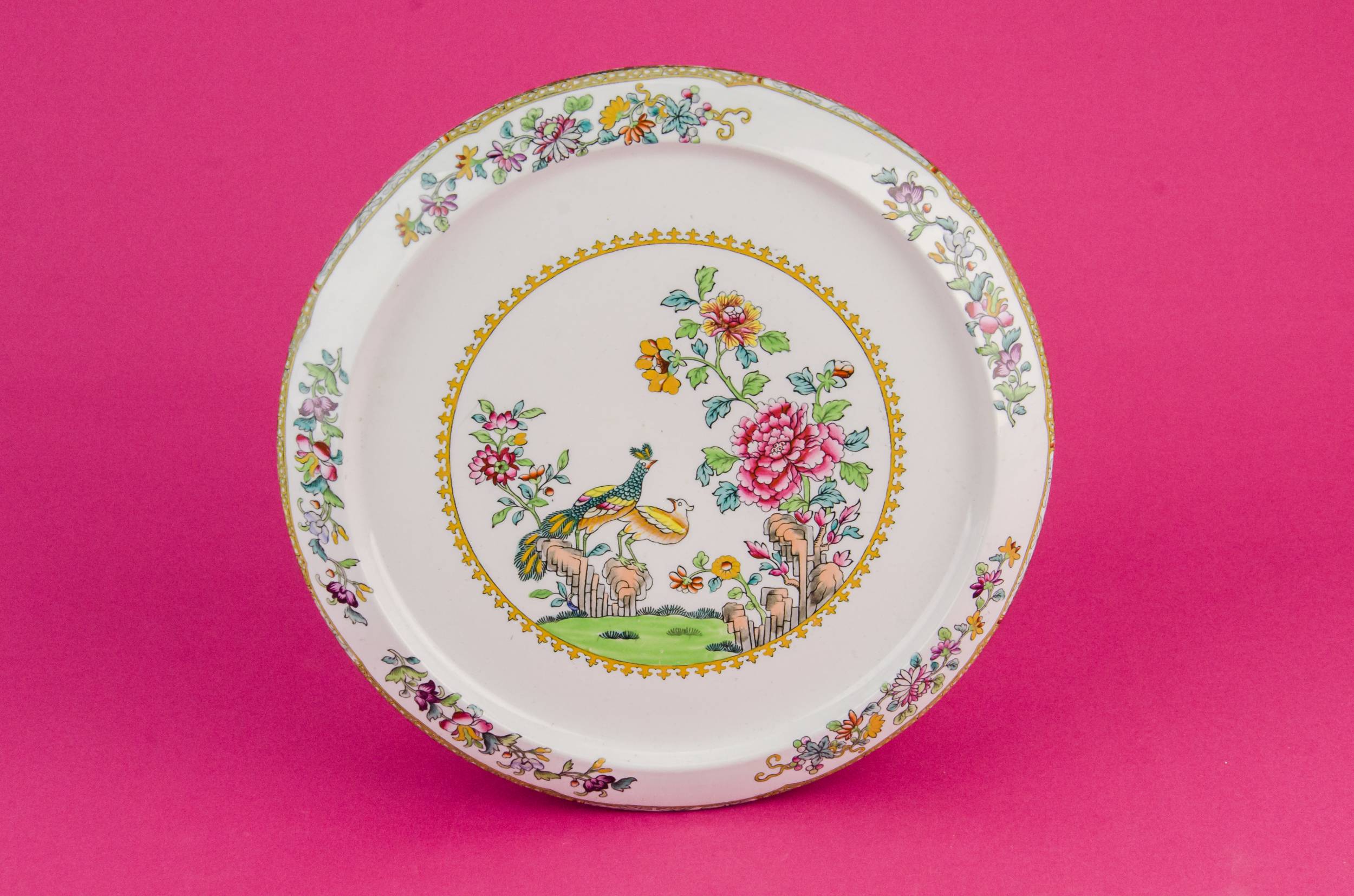 Antique Pottery Floral — Large cheese dish 2