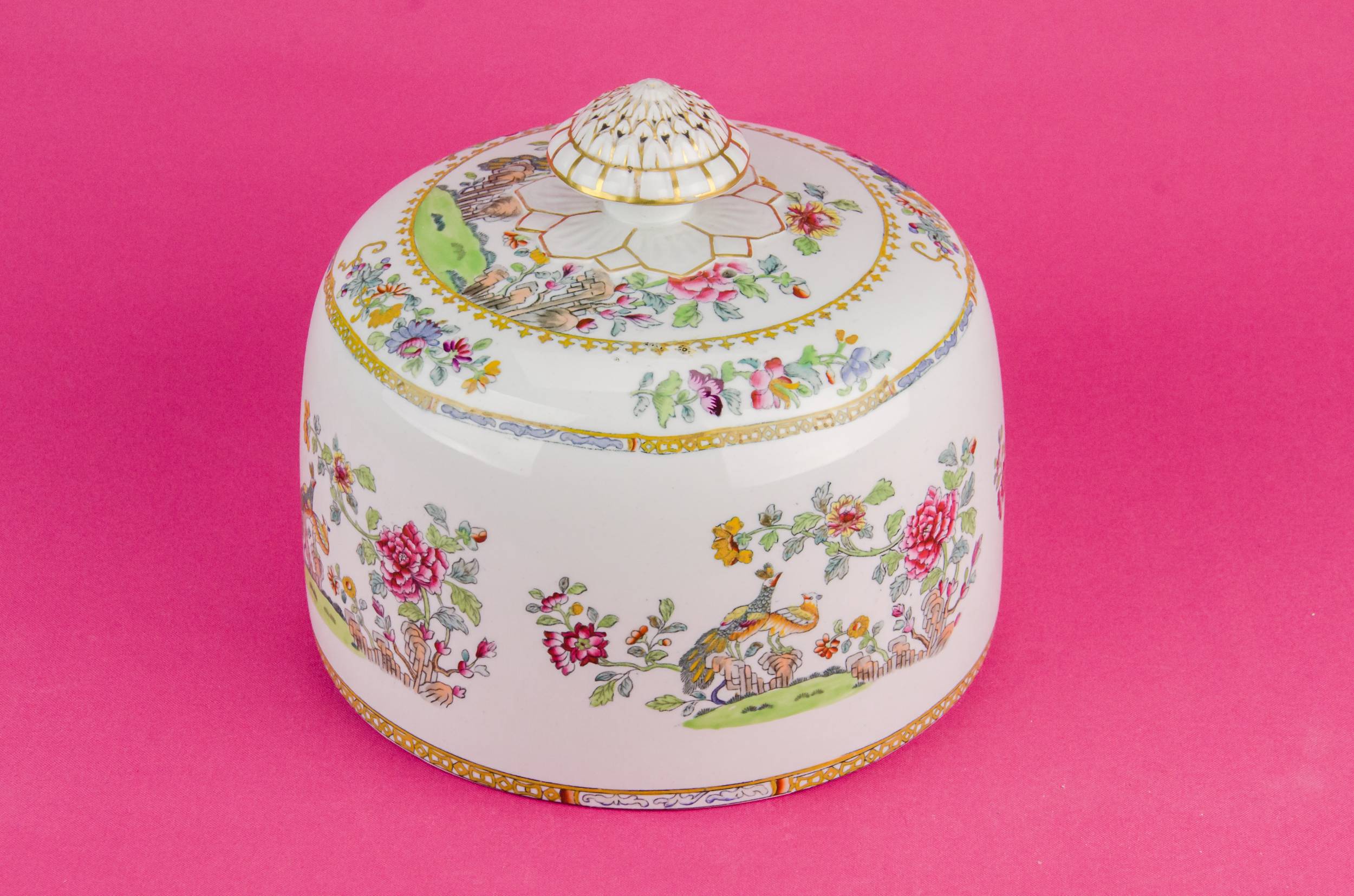 Antique Pottery Floral — Large cheese dish 3