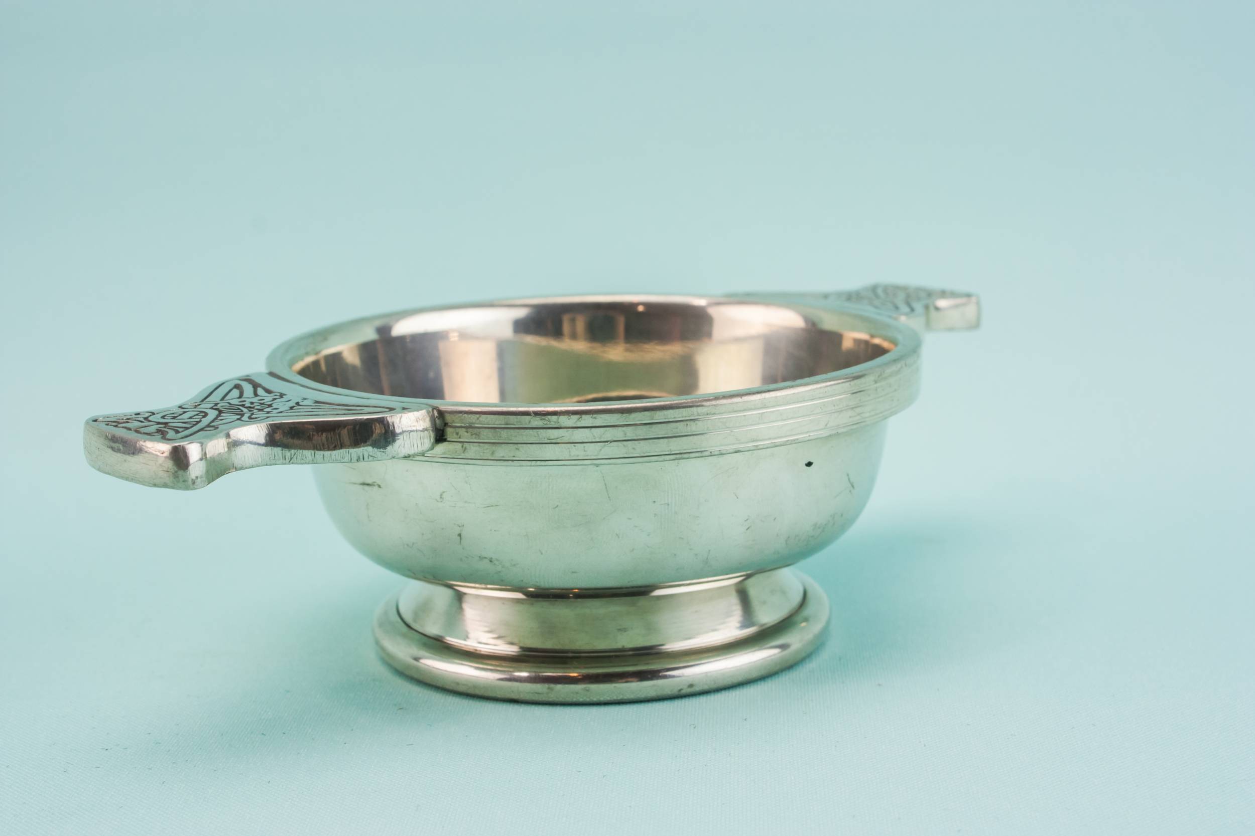 Scottish Traditional Metal — Engraved metal quaich 3