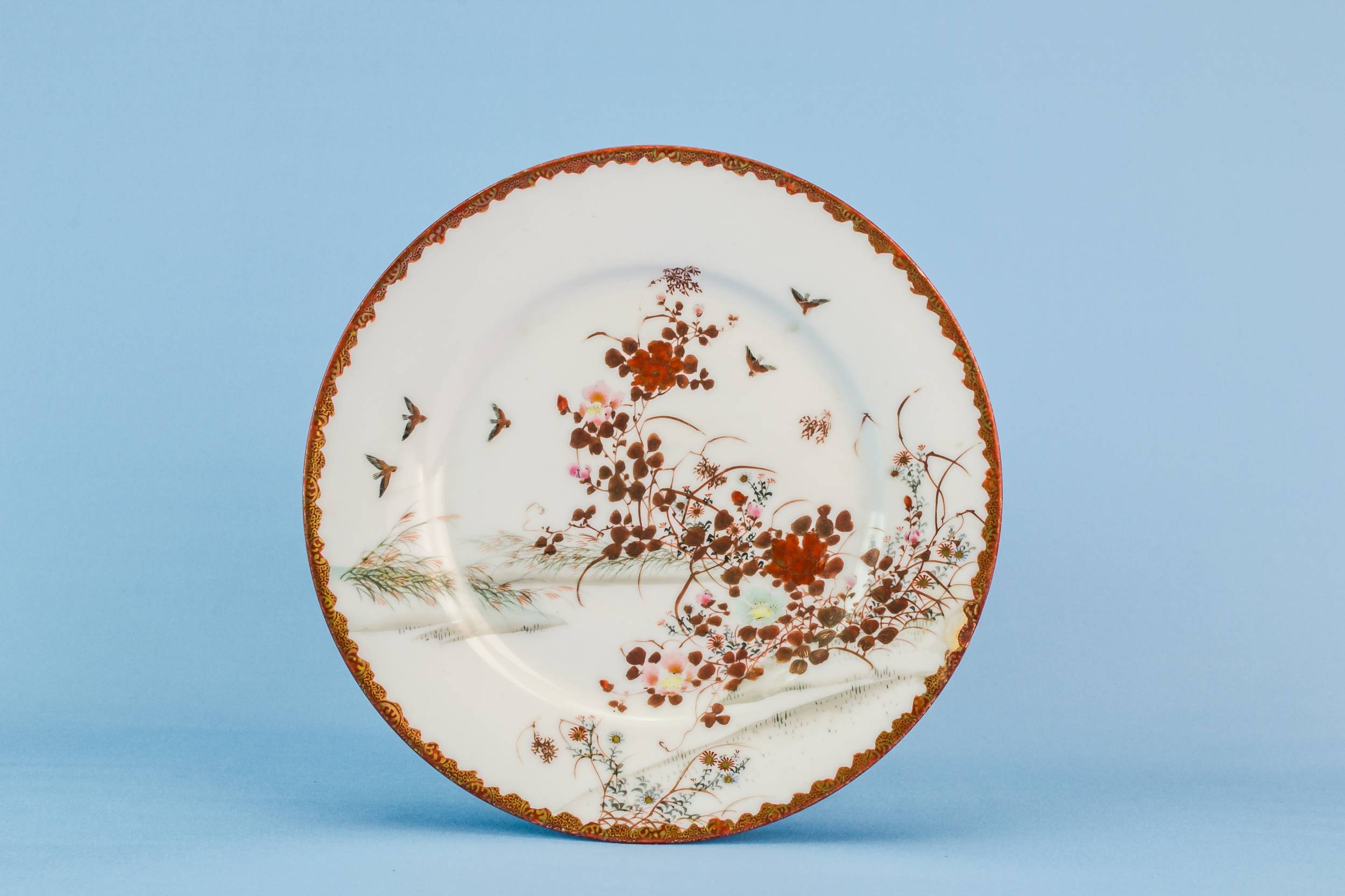 Medium Antique Birds — 2 Kutani serving dishes