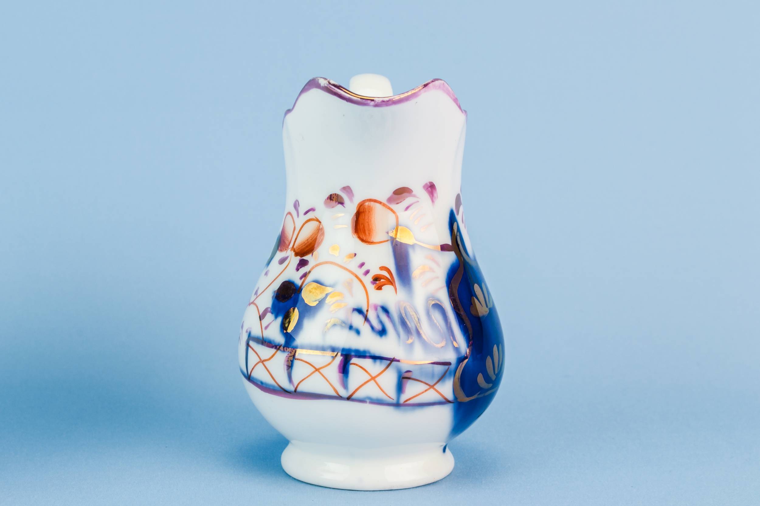 Antique Charming Milk — Gaudy Welsh creamer and bowl 3