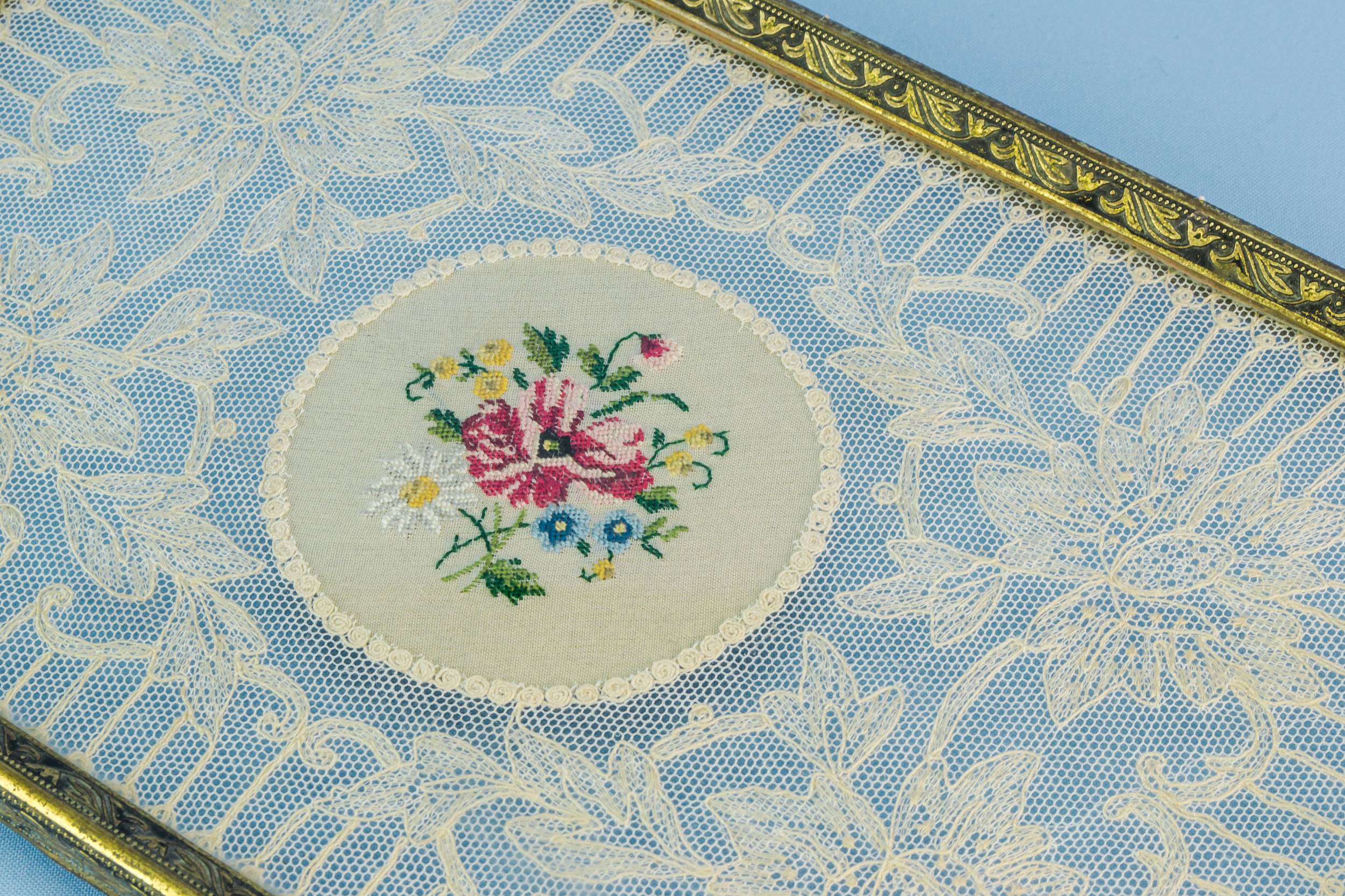 Spectacular Antique Medium — Lace lined tray 2