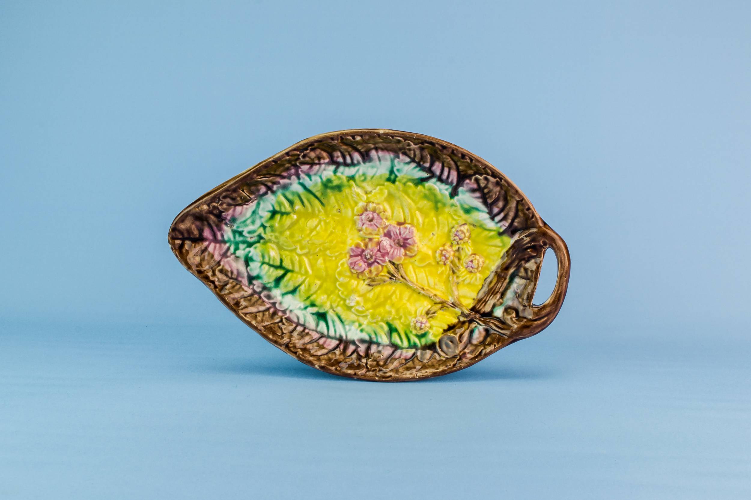 Victorian Yellow Floral — Majolica serving dish