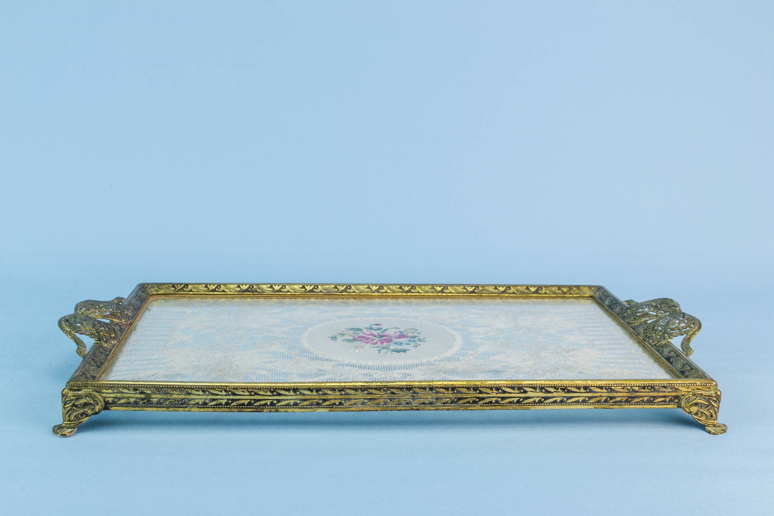 Spectacular Antique Medium — Lace lined tray 5
