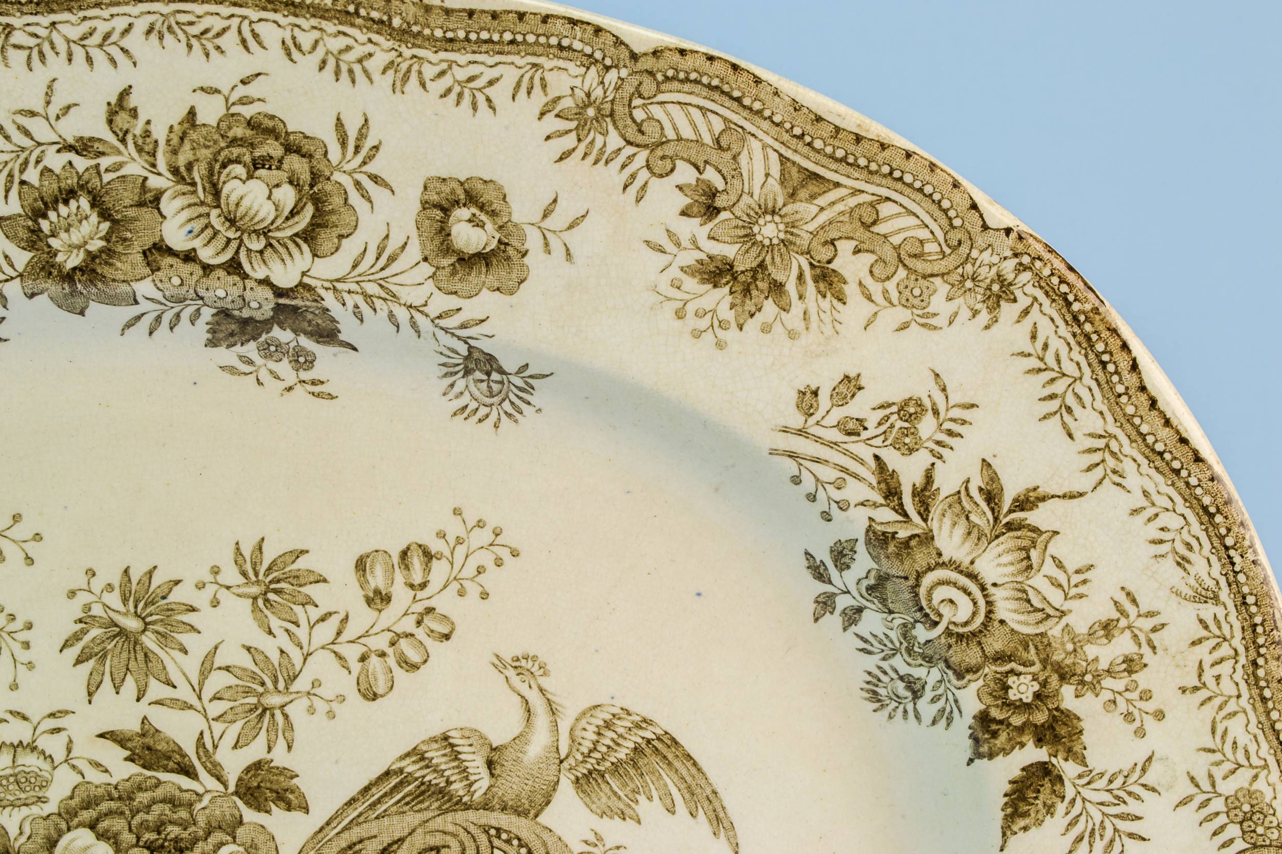 Opulent Antique Serving — High Victorian pottery platter 2