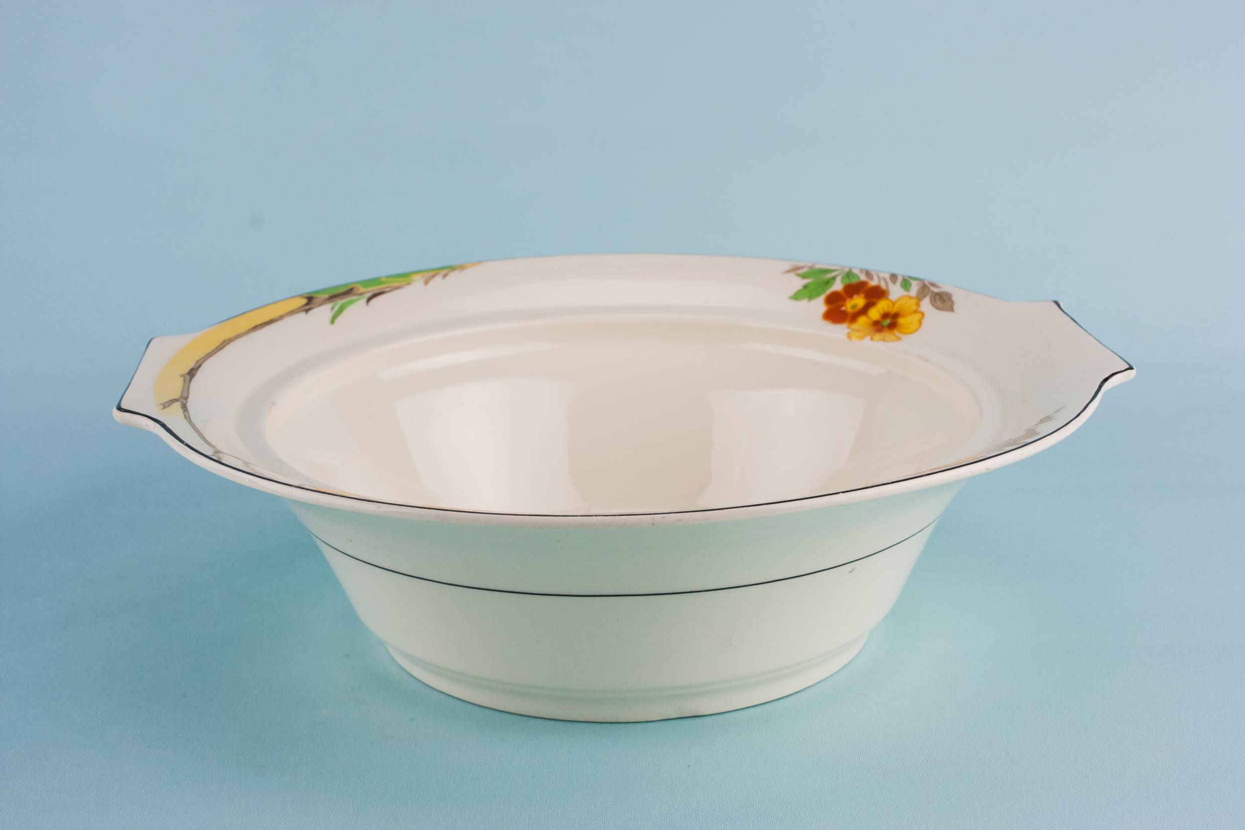 Pottery Vintage Floral — Art Deco pottery serving bowl 1