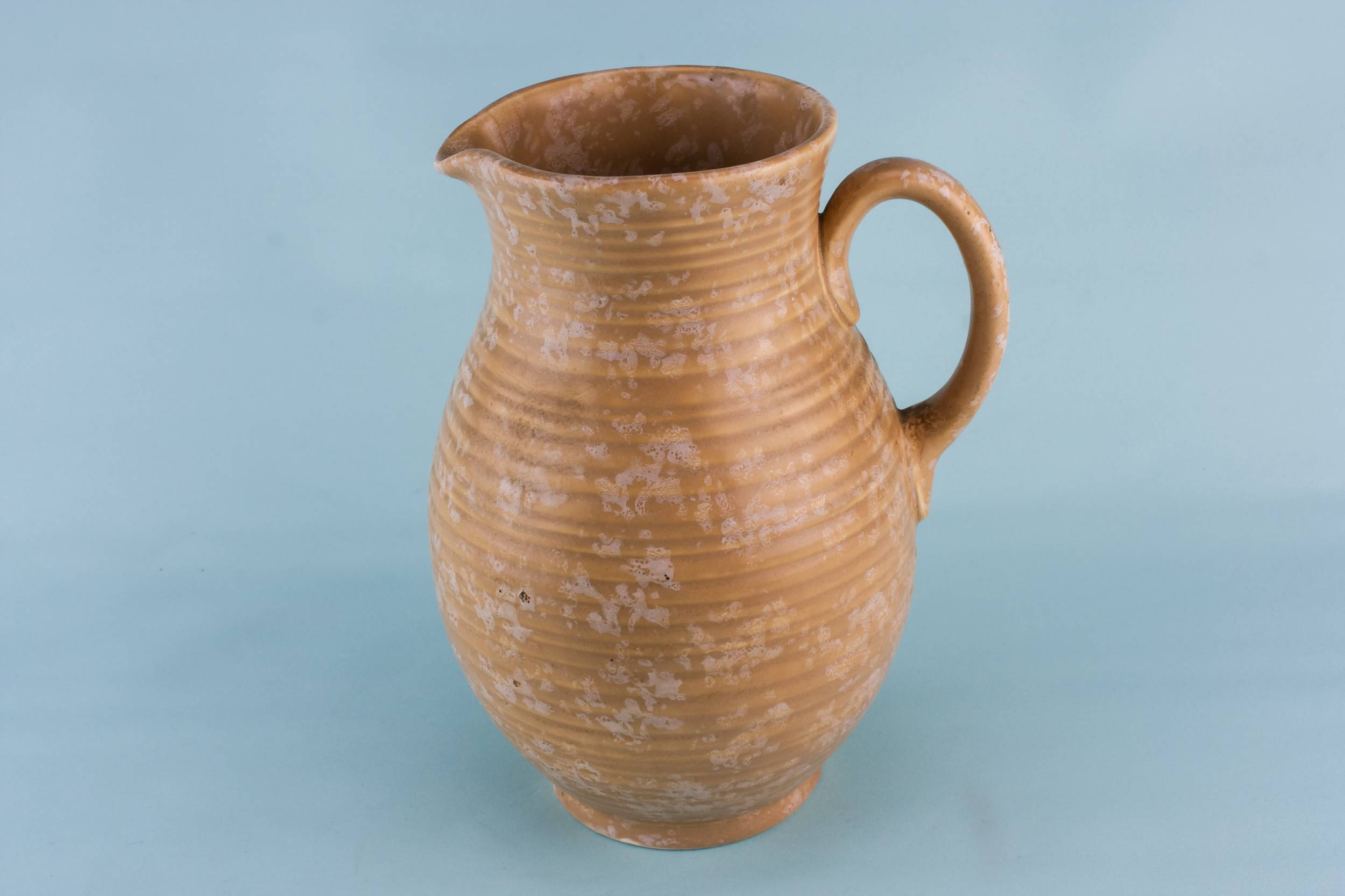 Large Spectacular Mottled — Orange pottery jug