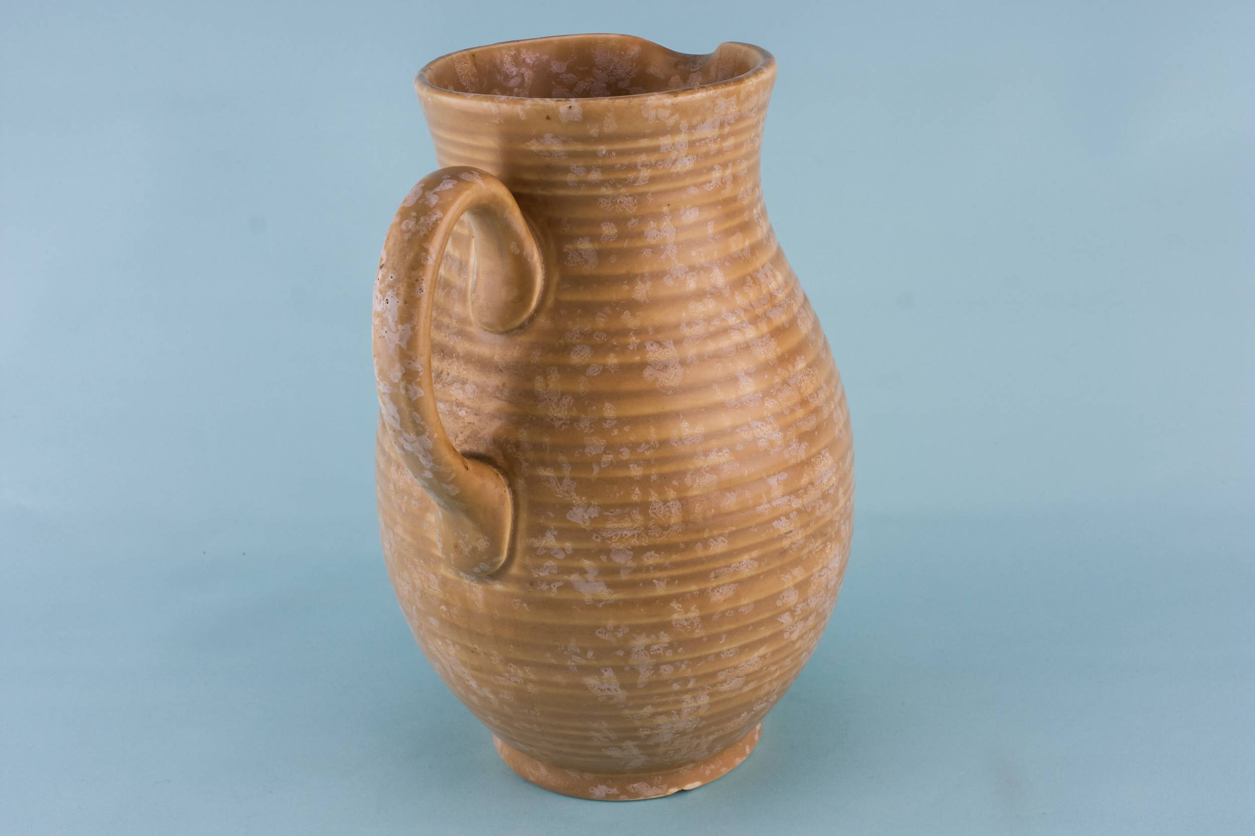 Large Spectacular Mottled — Orange pottery jug 1