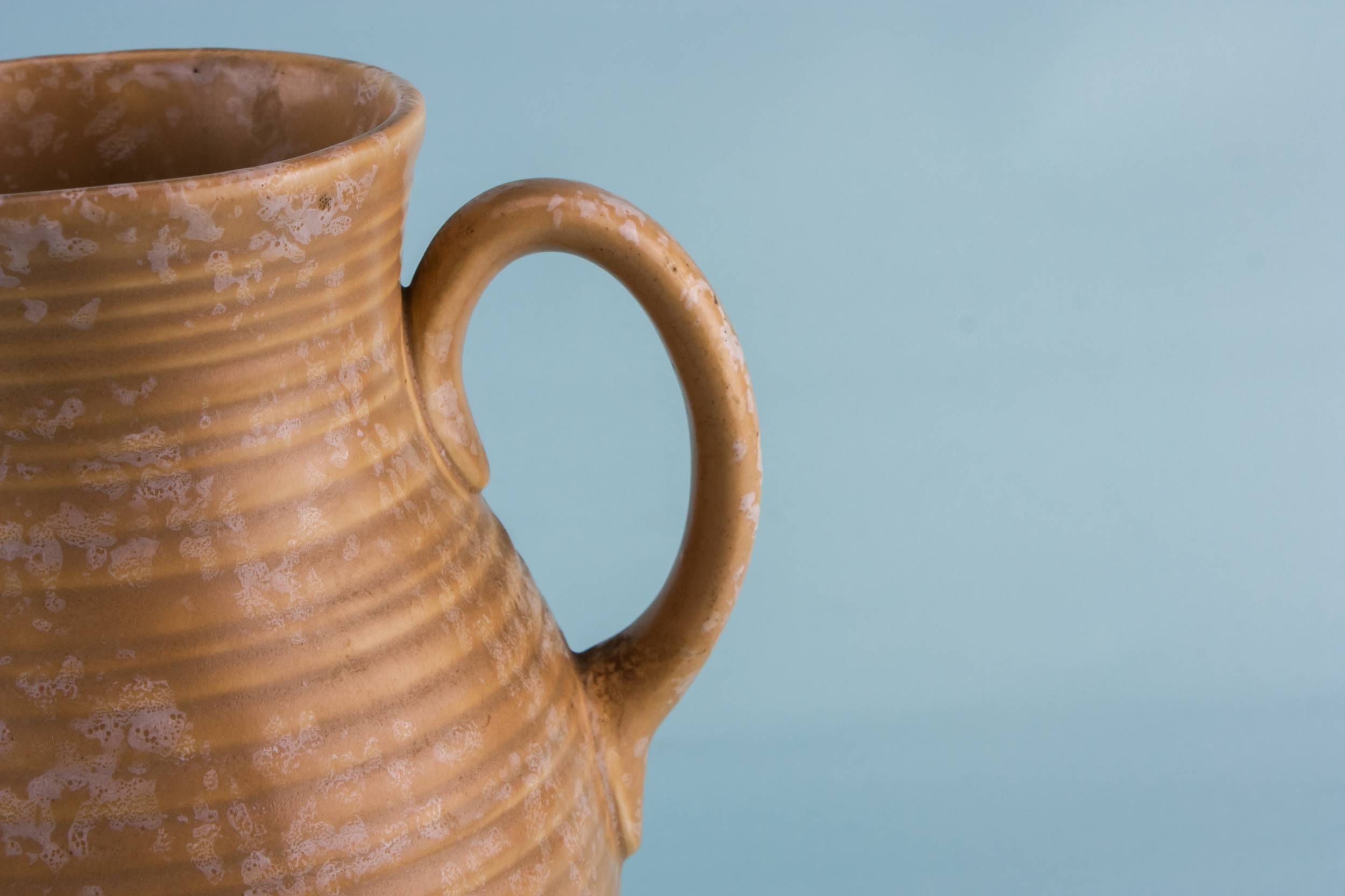 Large Spectacular Mottled — Orange pottery jug 3