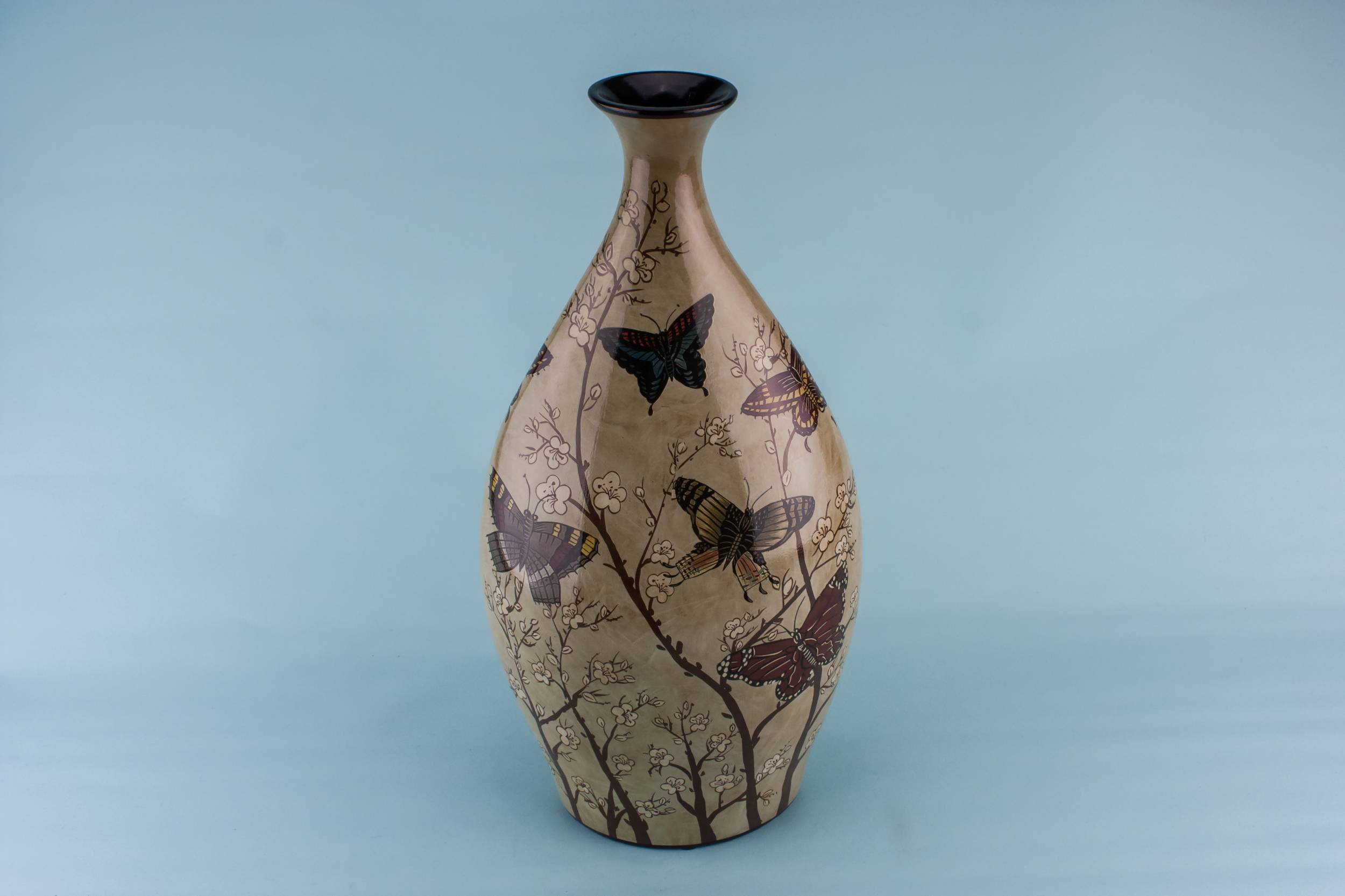 Vintage Modernist Butterflies — Tall baluster flask vase