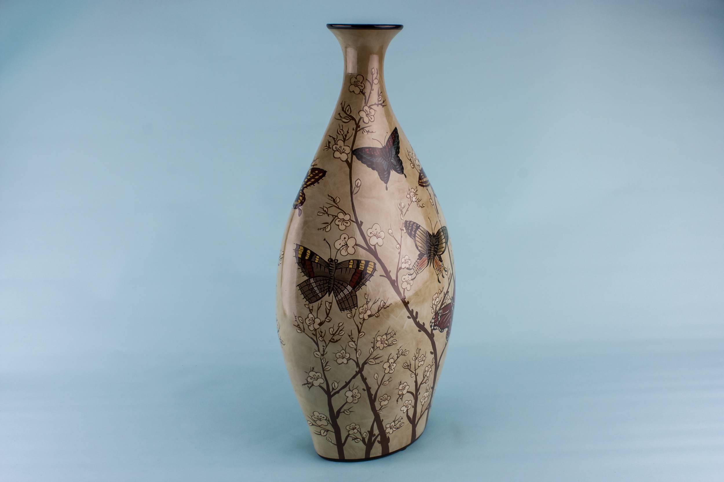 Vintage Modernist Butterflies — Tall baluster flask vase 1