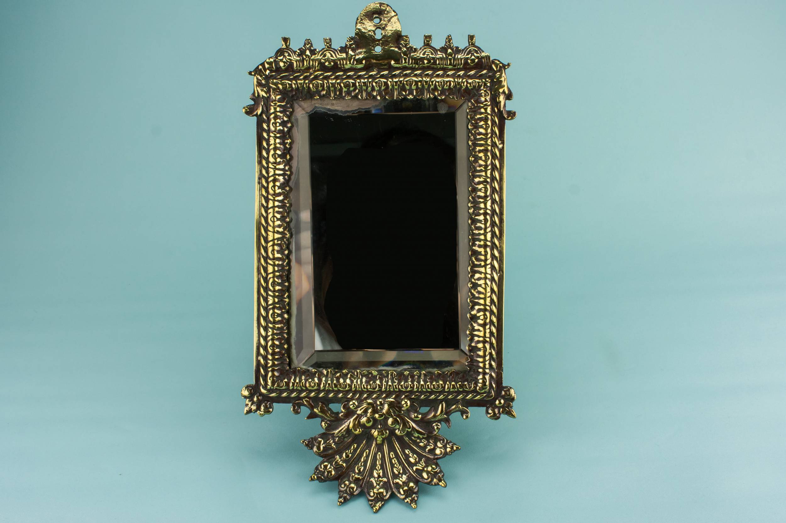 Elegant Antique Floral — Brass rectangular mirror